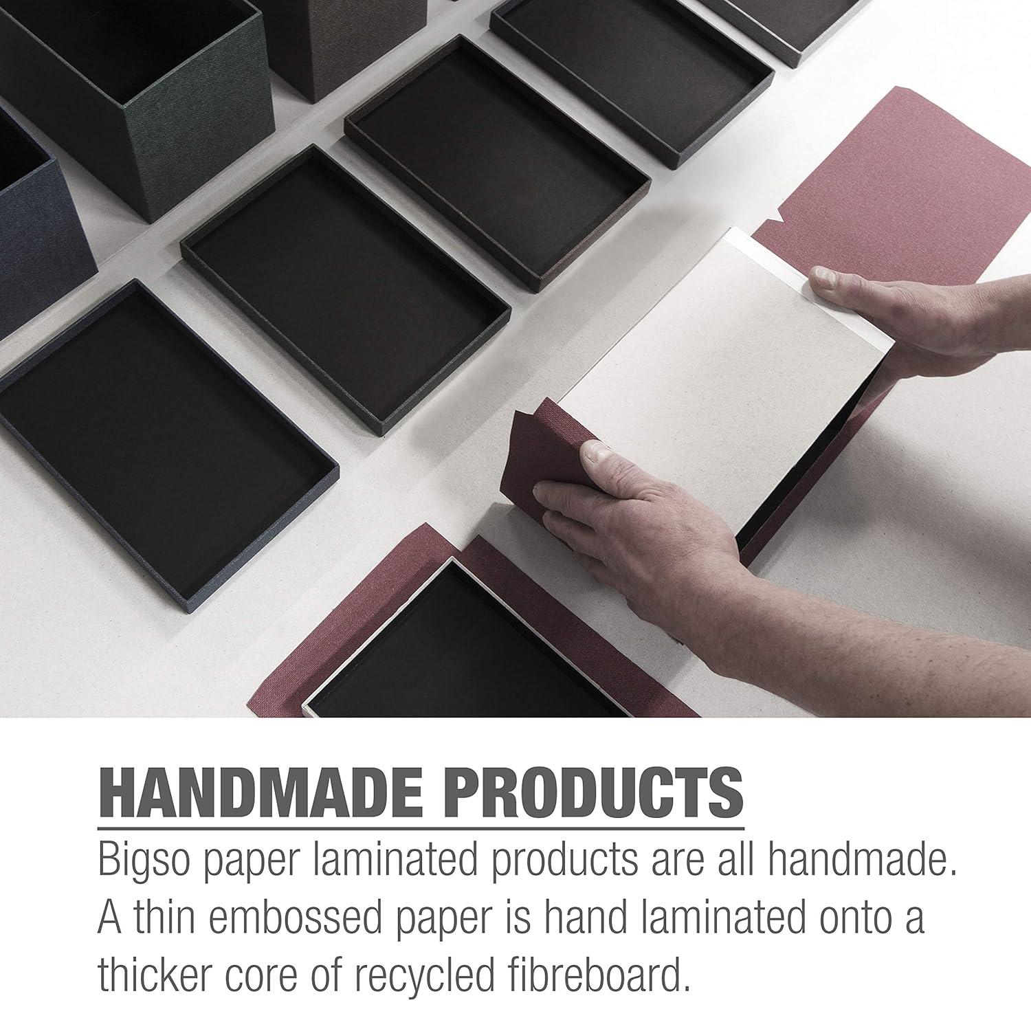 Bigso Box of Sweden Sverker Fiberboard Legal and Art Storage Box | Scrapbook Storage Box| Durable Document Boxes with Lid and Metal Label Holder | 17.1’’ x 12.2’’ x 3.3’’ | Grey