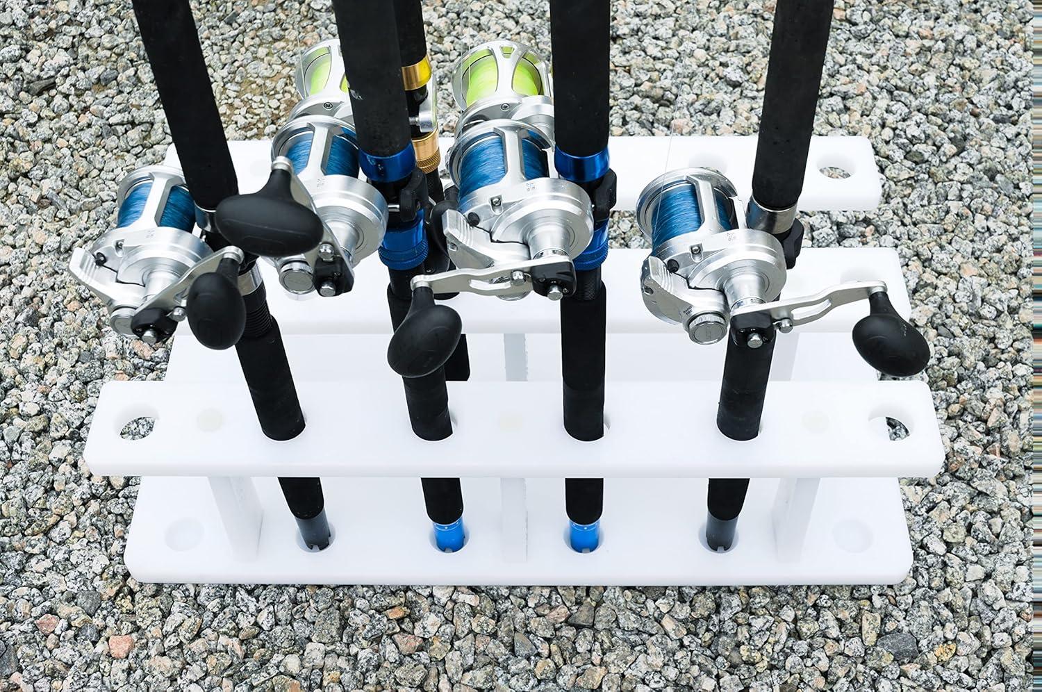 White Marine Board Heavy Duty Wall-Mounted Fishing Rod Holder