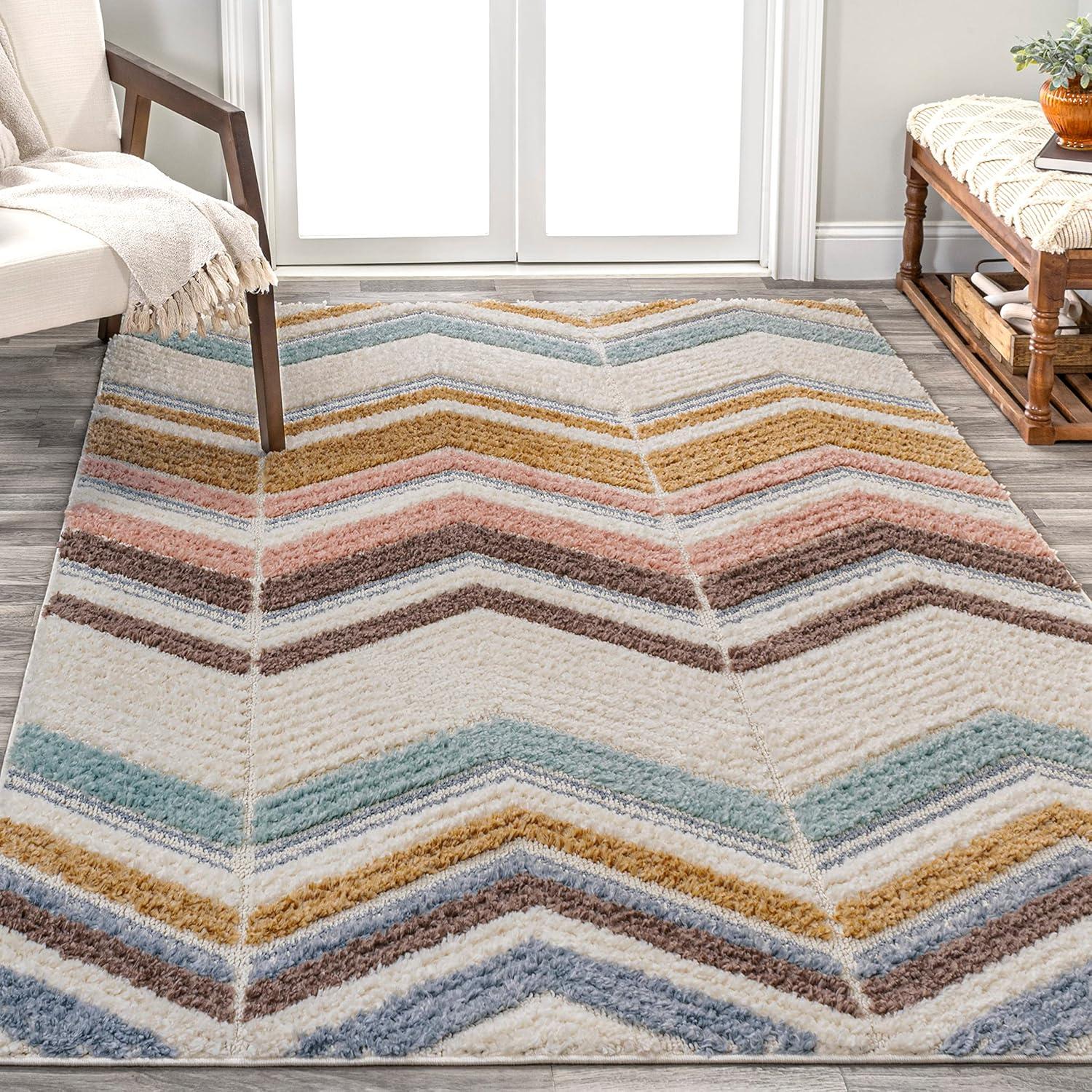 Elin Chevron High-Low Area Rug - JONATHAN Y