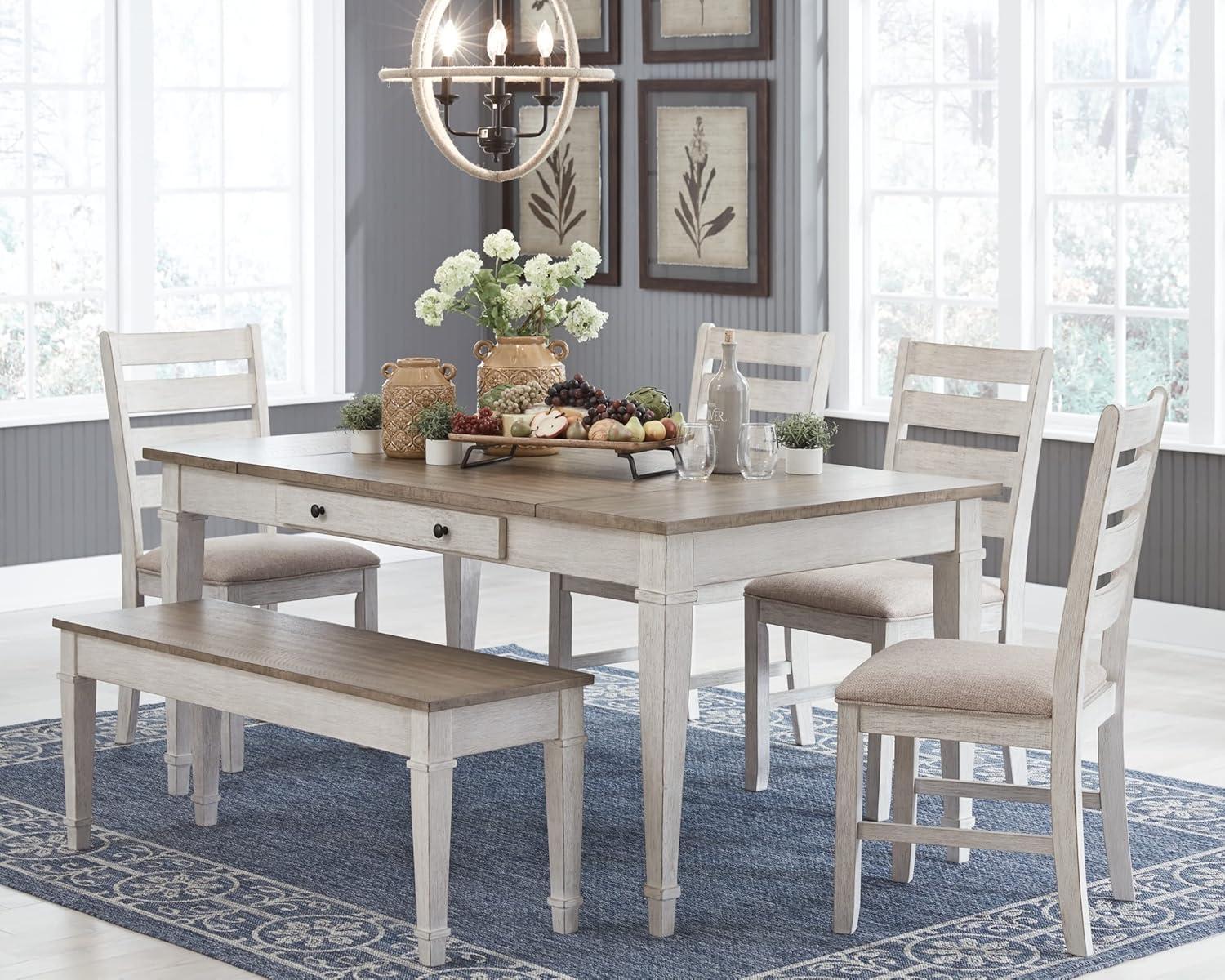 Signature Design by Ashley Casual Skempton Dining Table, White/Light Brown