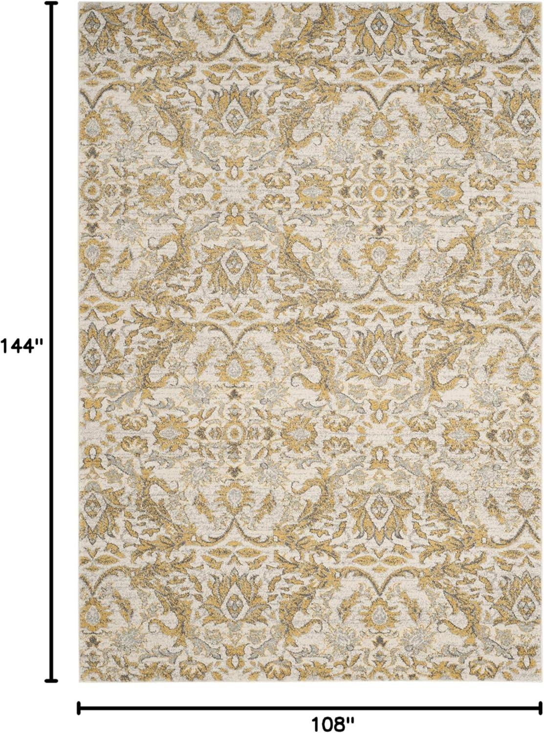 Adie Damask Ivory/Gold Area Rug