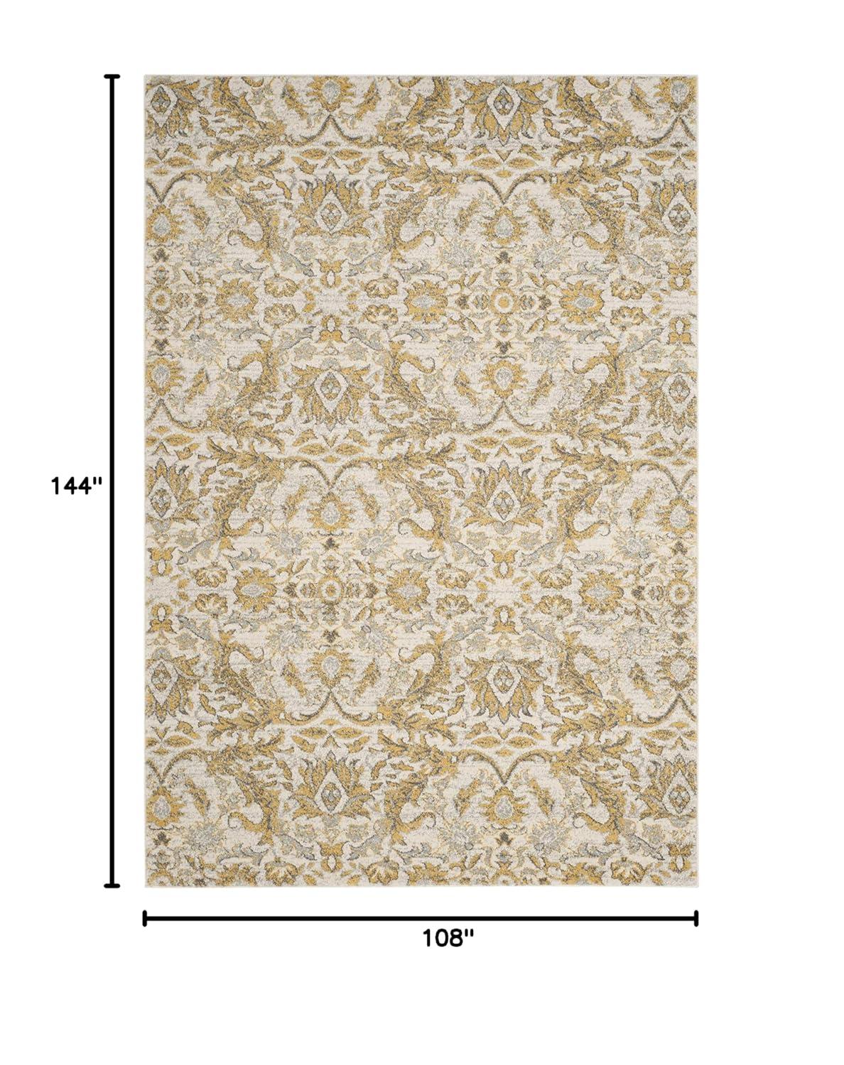 Adie Damask Ivory/Gold Area Rug