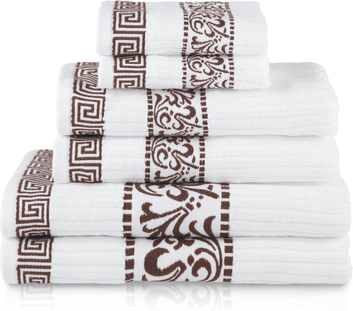 Athens White and Chocolate Organic Cotton 6-Piece Towel Set