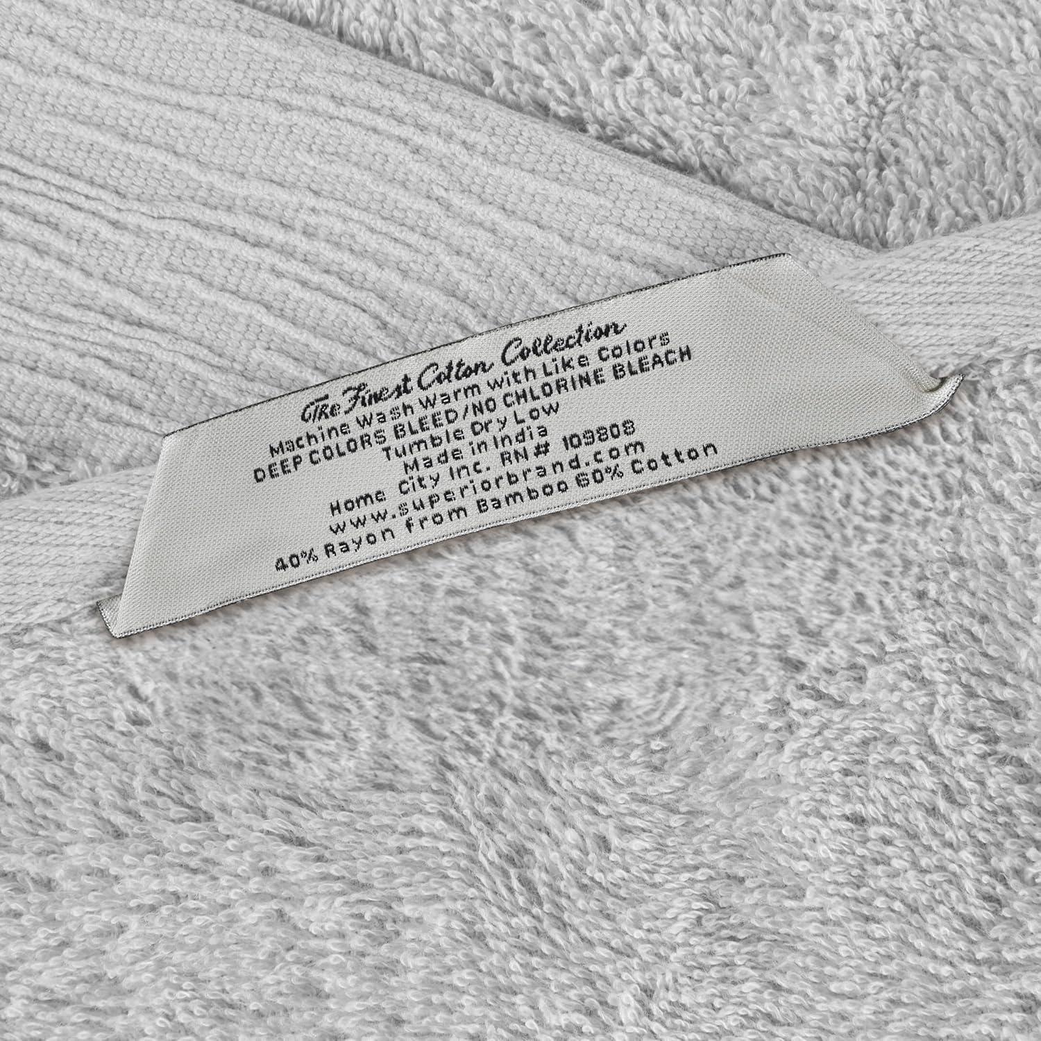 Superior Rayon from Bamboo Soft Modern 12-Piece Towel Set, Platinum