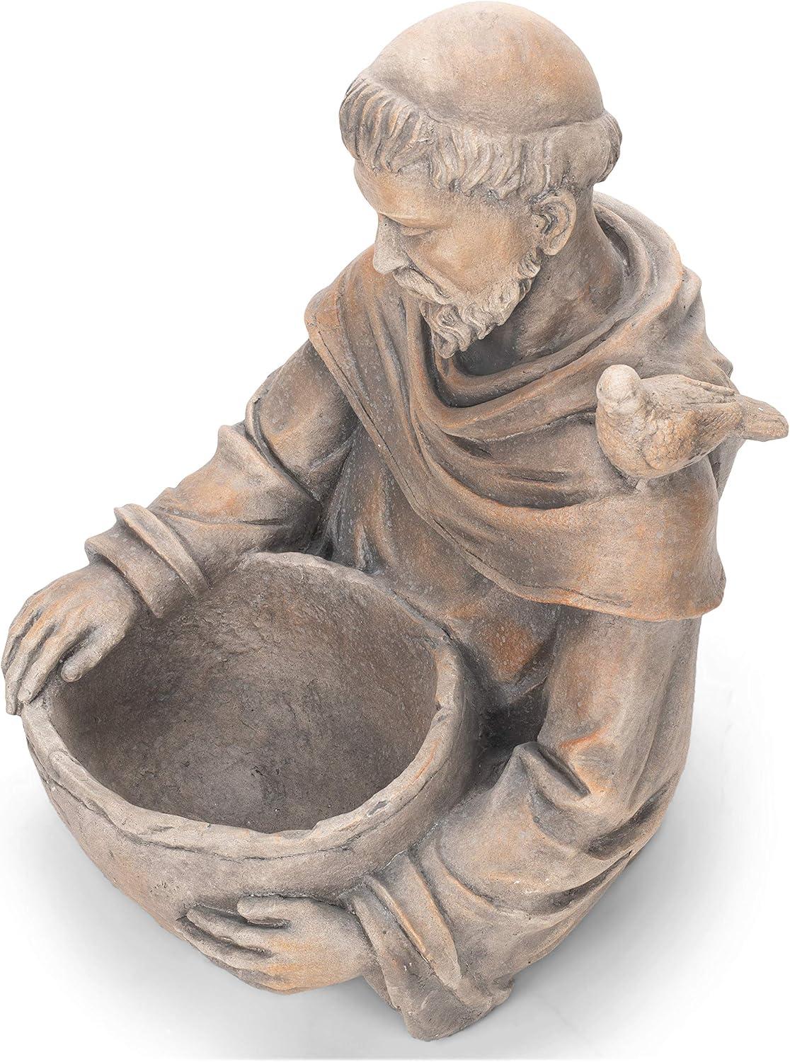Roman 19" St. Francis Outdoor Garden Statue with Birdbath