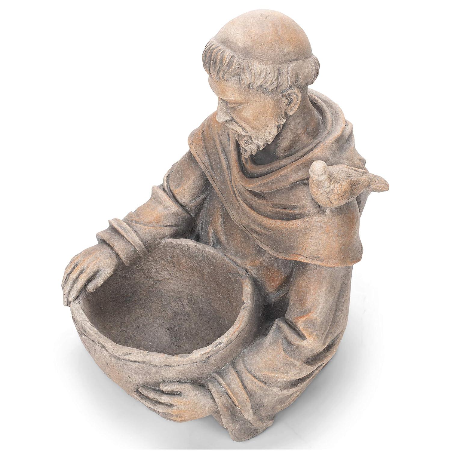 Roman 19" St. Francis Outdoor Garden Statue with Birdbath