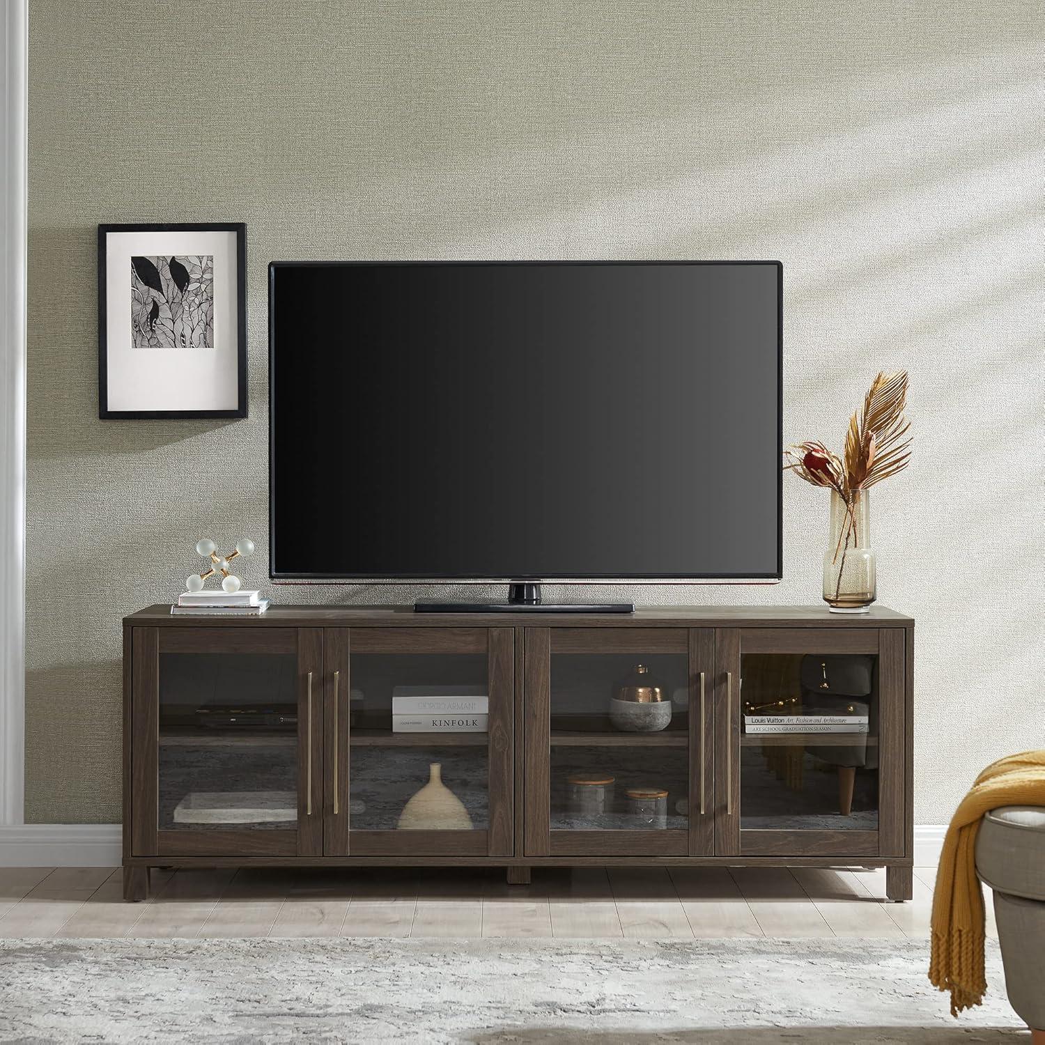 Evelyn&Zoe Quincy Rectangular TV Stand for TV's up to 75", Alder Brown