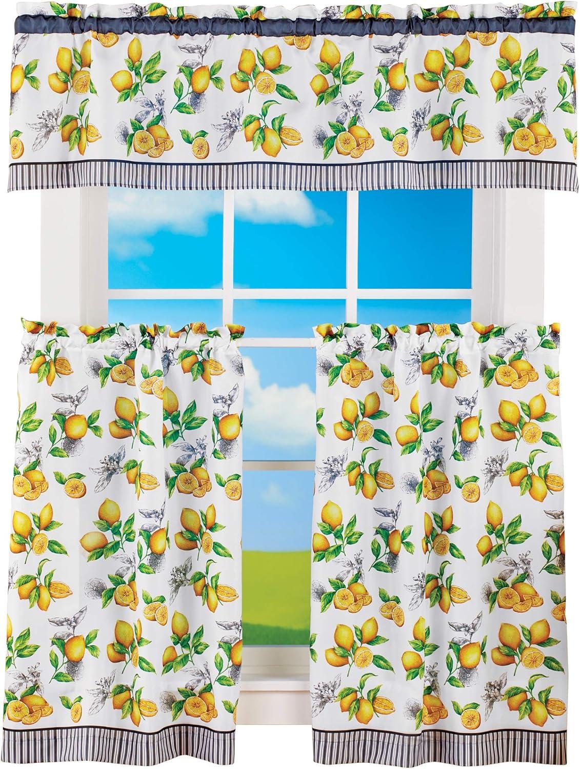 Lemon Drop Tier and Valance Window Curtain Set - Yellow