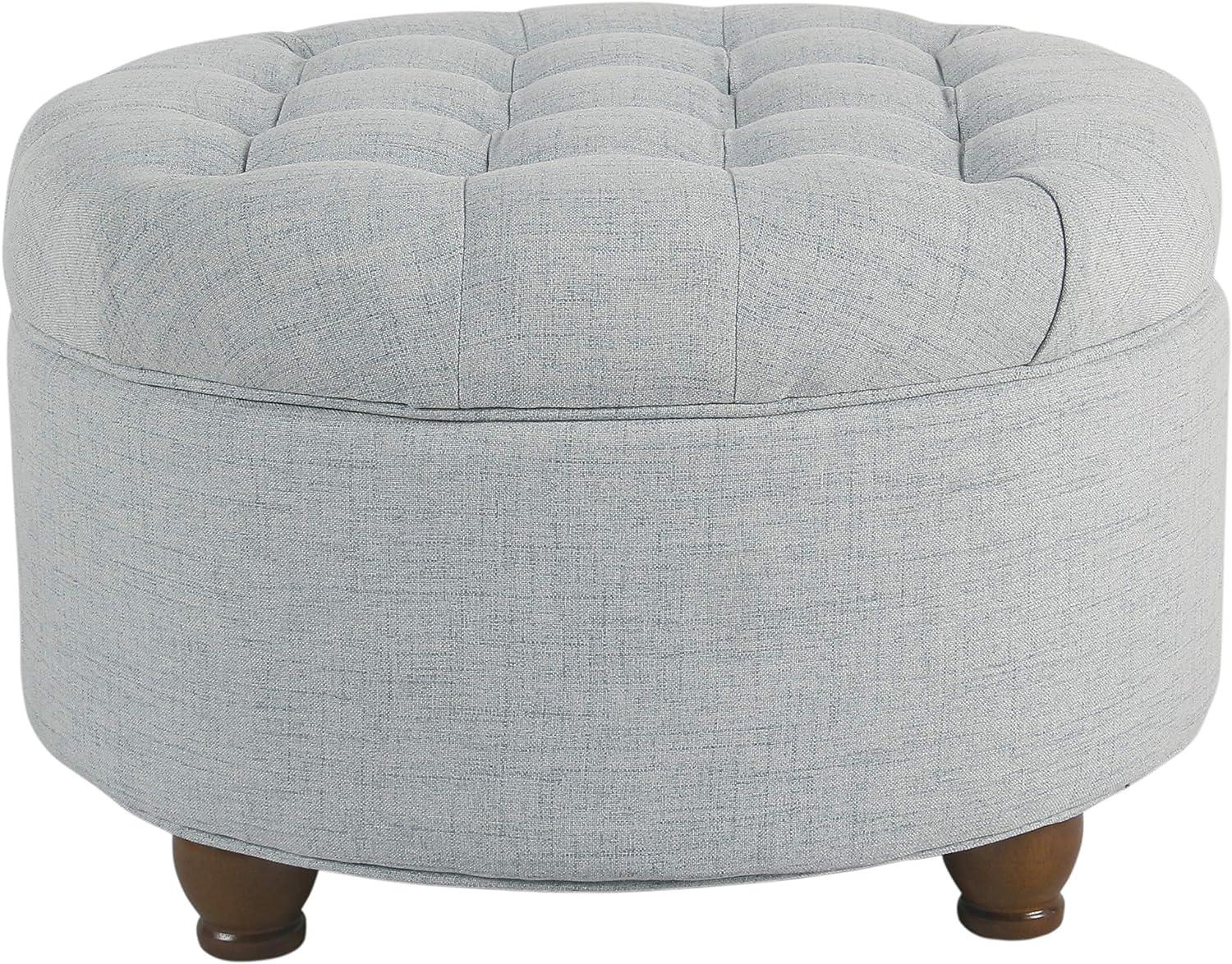 Large Tufted Round Storage Ottoman - HomePop