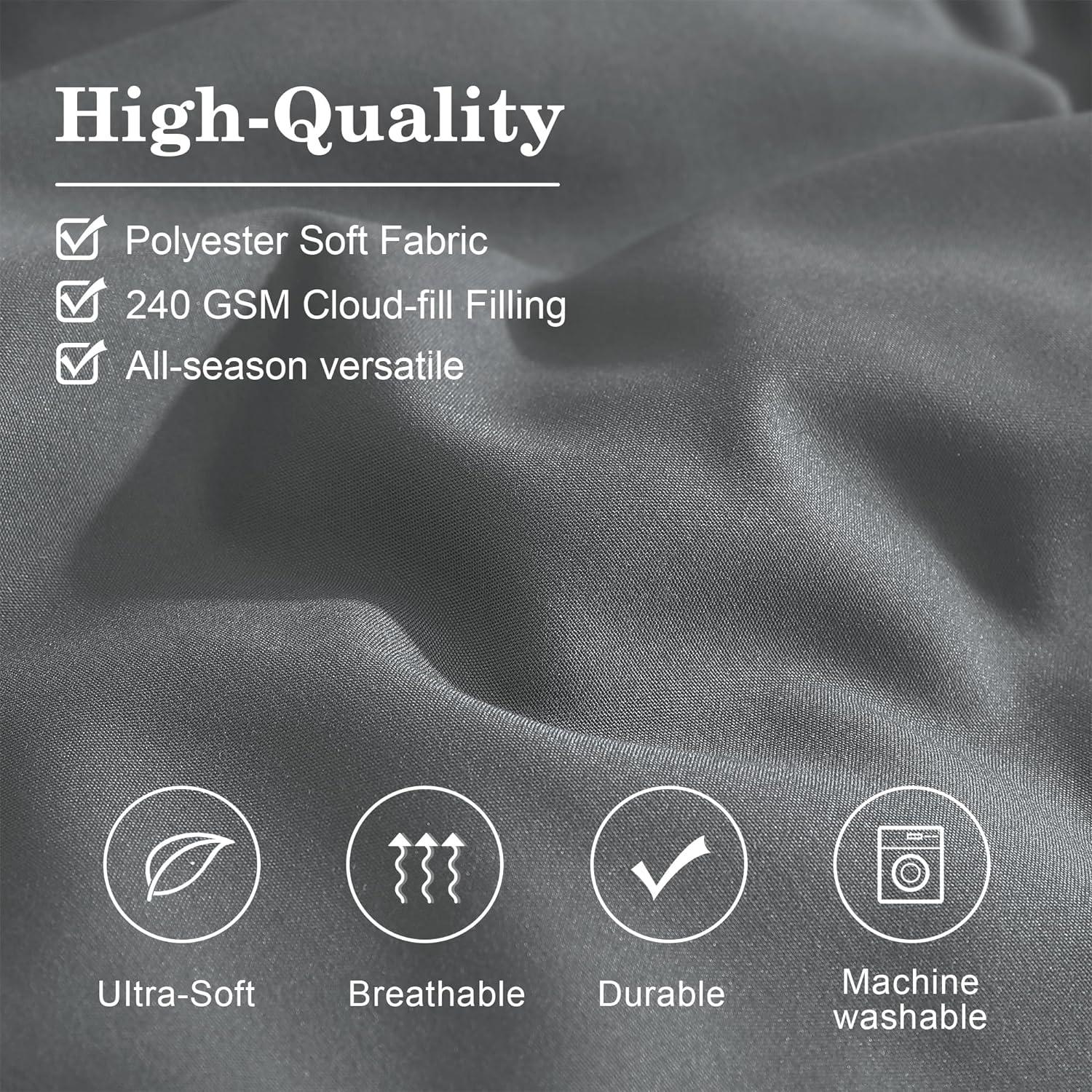 Monbix Queen Comforter Set - 7 Pieces Grey Bed in a Bag Queen Bedding Sets with Comforters, All Seasons Down Alternative Comforter Bed Set with Sheets,Pillowcases & Shams