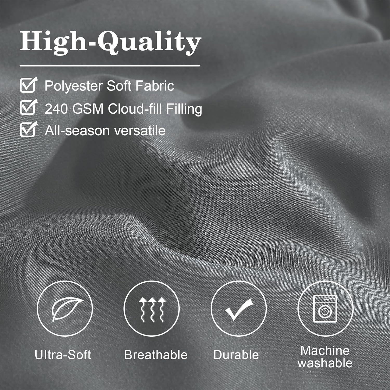 Monbix Queen Comforter Set - 7 Pieces Grey Bed in a Bag Queen Bedding Sets with Comforters, All Seasons Down Alternative Comforter Bed Set with Sheets,Pillowcases & Shams