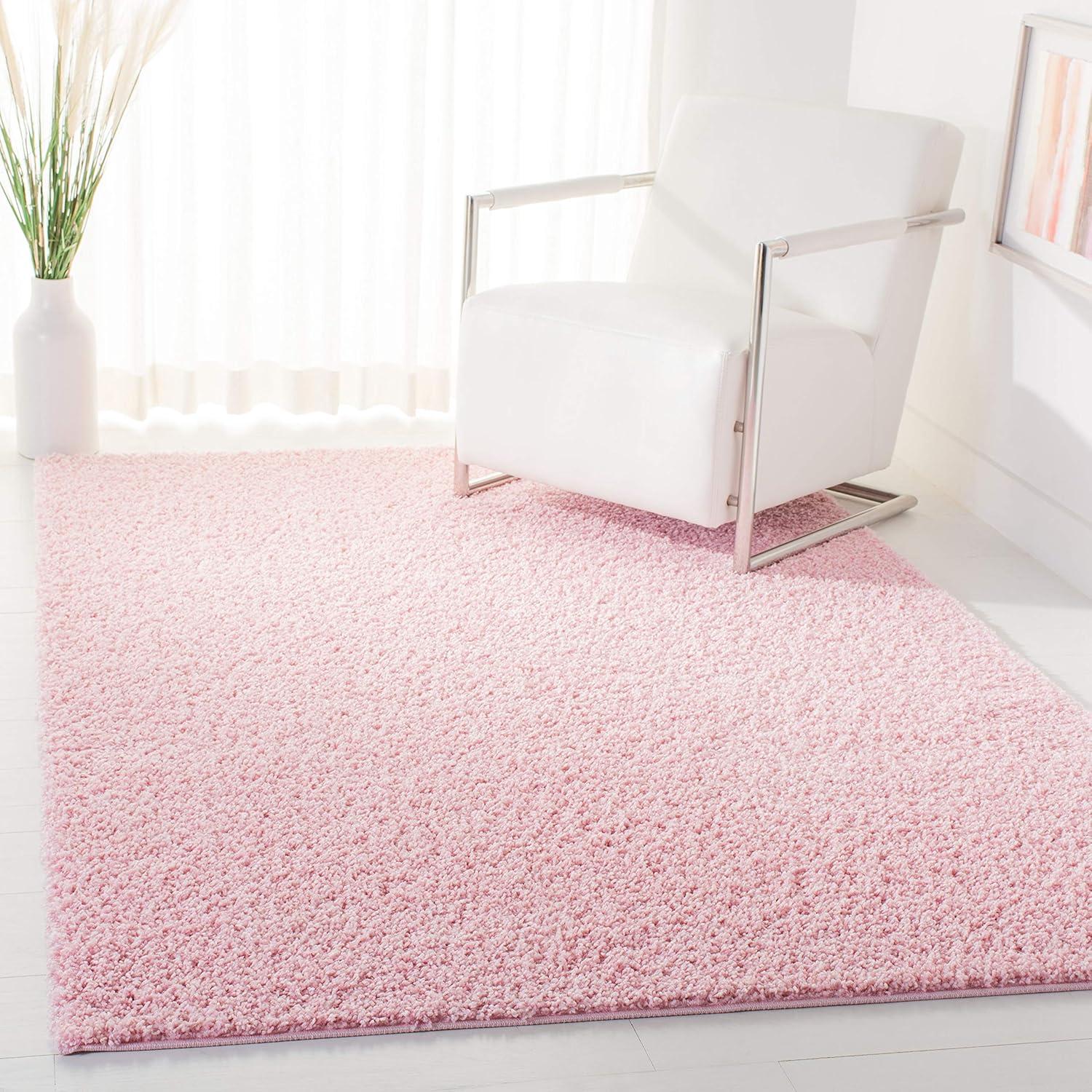 SAFAVIEH Primo Mason Solid Plush Shag Area Rug, Light Pink, 4' x 6'