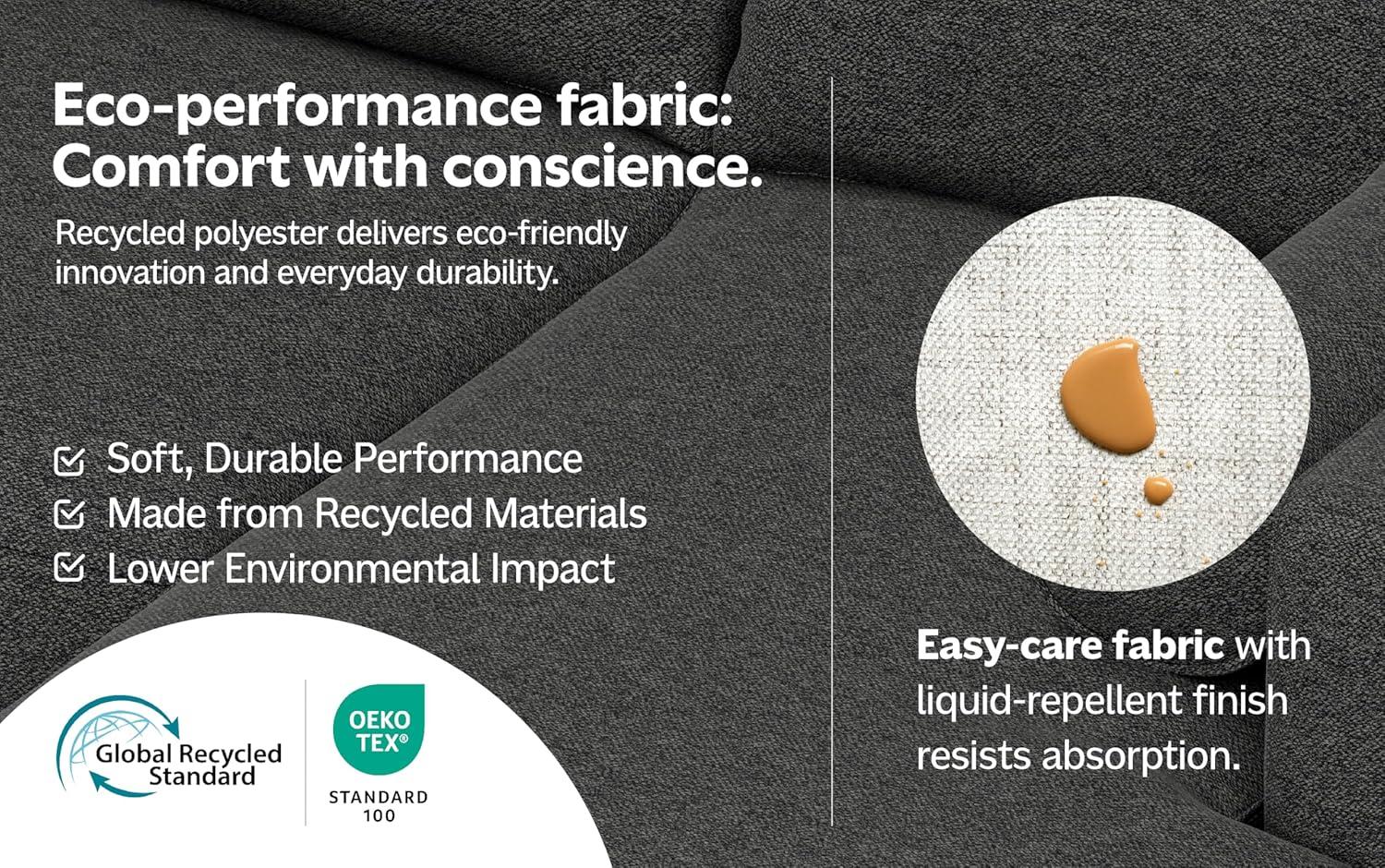 Simpli Home Ava 90-inch Mid Century Sofa, Large Performance Fabric Couch for Living Room, Water-Repellent, Stain-Resistant, Reversible Cushions