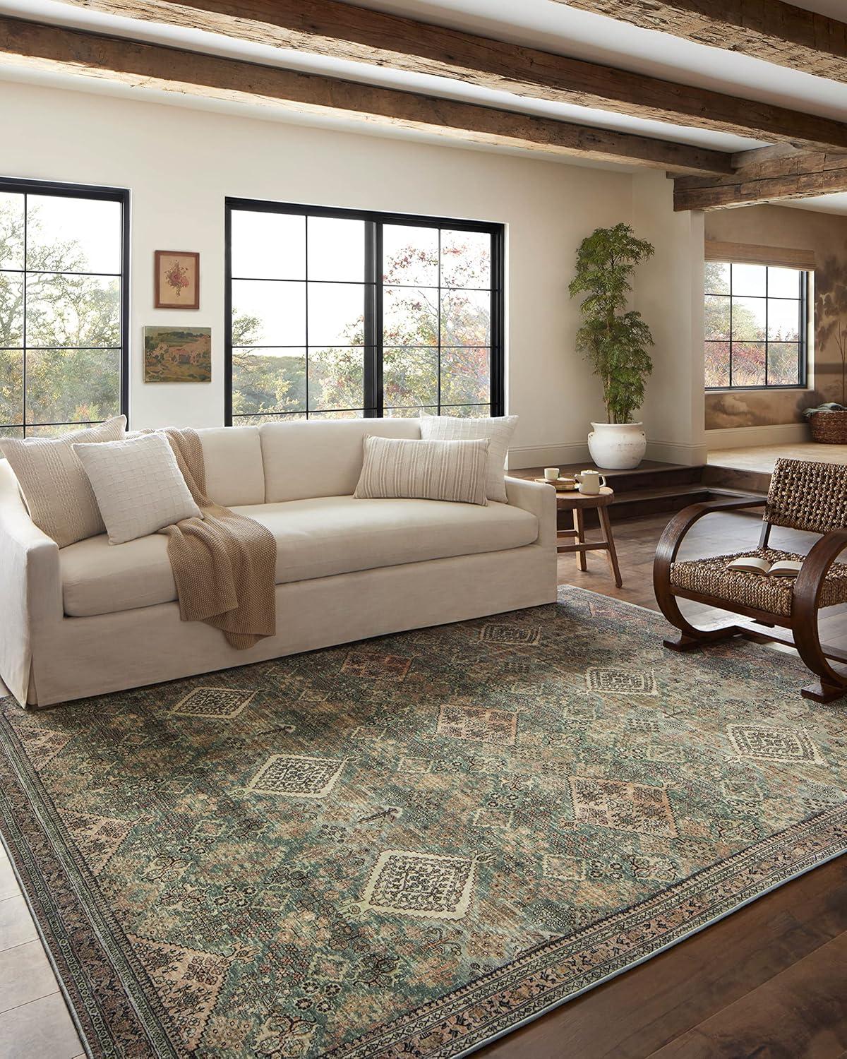 Sinclair III Rug by Magnolia Home by Joanna Gaines x Loloi - Turquoise and Multi / 7'6" x 9'6"