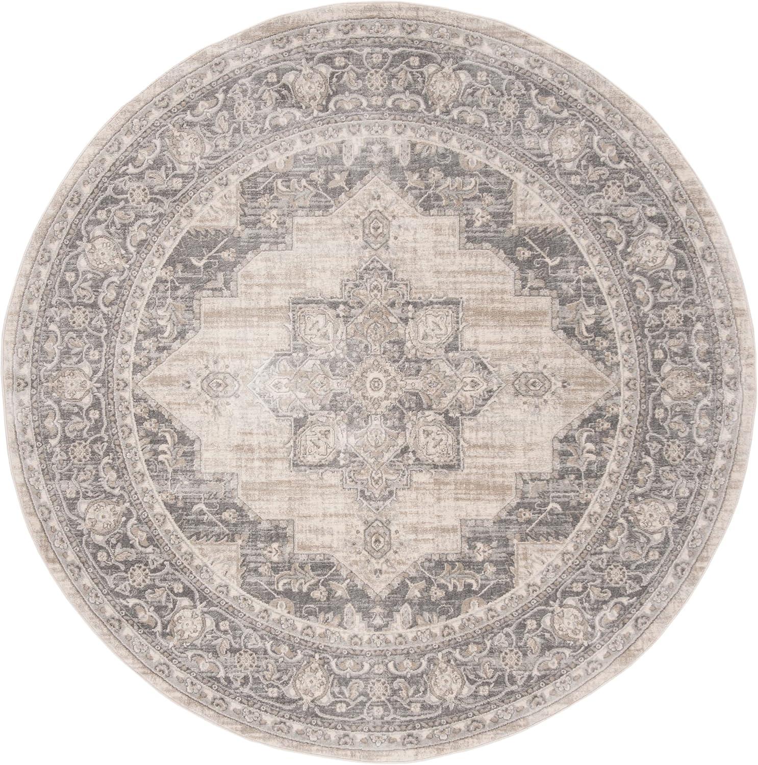 SAFAVIEH Brentwood Salah Oriental Area Rug, Cream/Grey, 9' x 9' Round