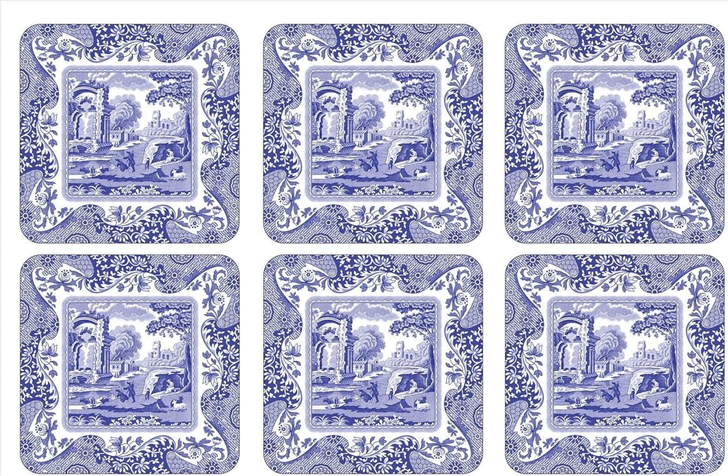 Pimpernel Blue Italian Coasters 4"X 4"