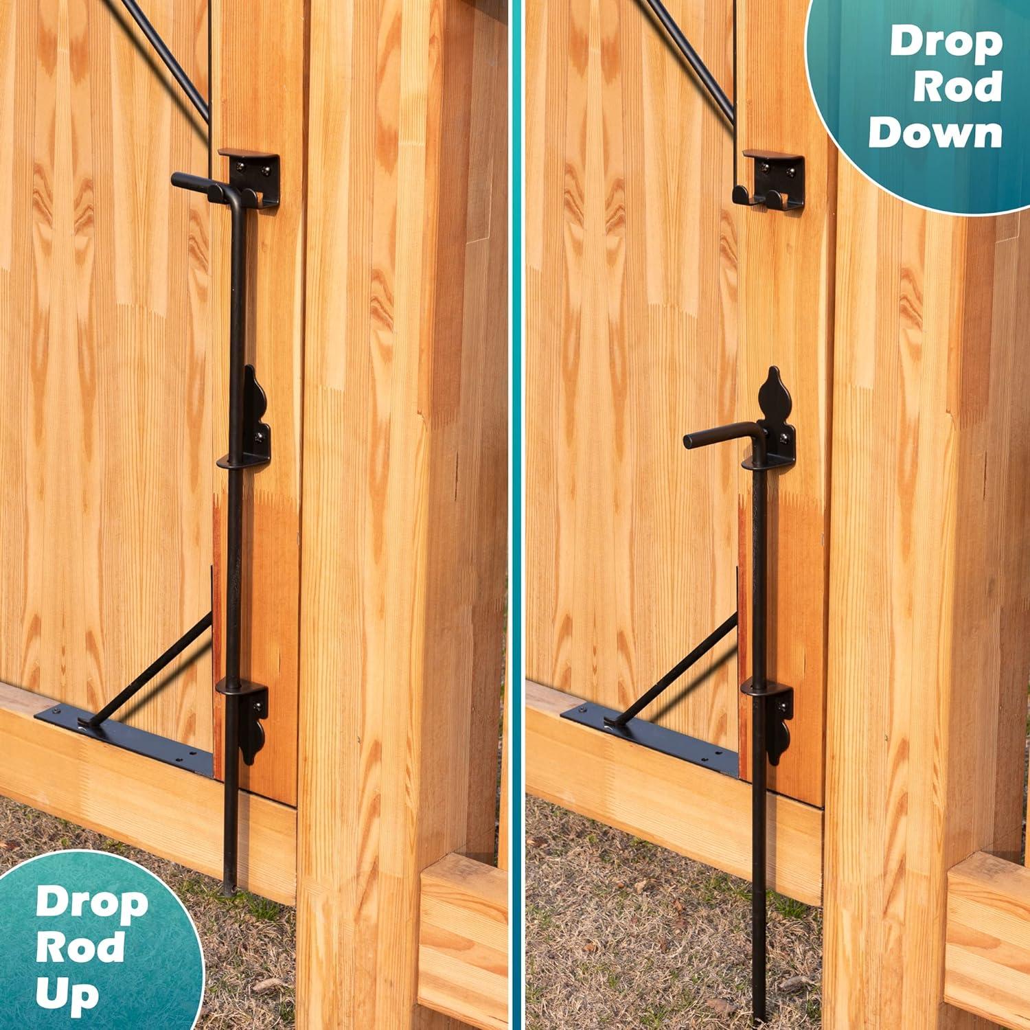 Uxcell 18" Cane Bolt Gate Drop Rod for Wood Fence, Iron Gate Hardware Ground Latch for Wooden Fence and Holding Door