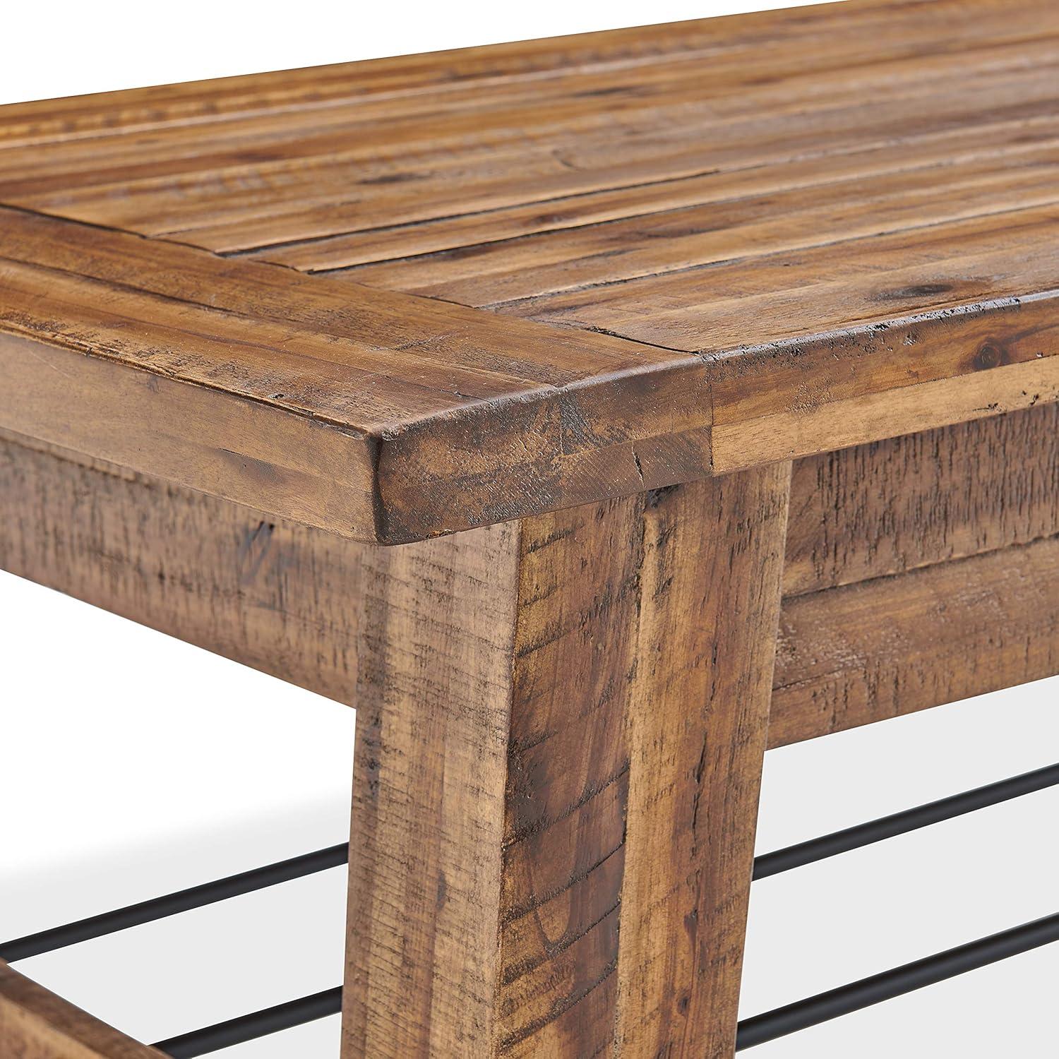 Alaterre Furniture Durango Industrial Wood Coffee Table Dark Brown: Rustic Acacia & Steel, Fixed Shelf