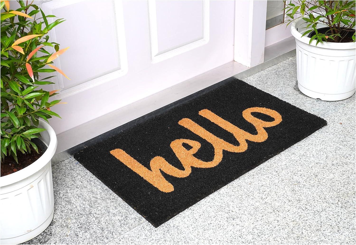 Calloway Mills Hello Outdoor Doormat Black/Natural Script 17" x 29"