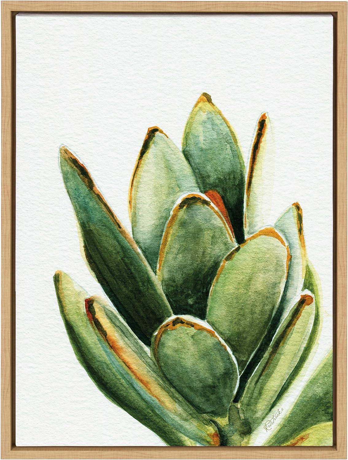 Sylvie Succulent 18 Framed Canvas By Jennifer Redstreake Geary Natural - Kate & Laurel All Things Decor