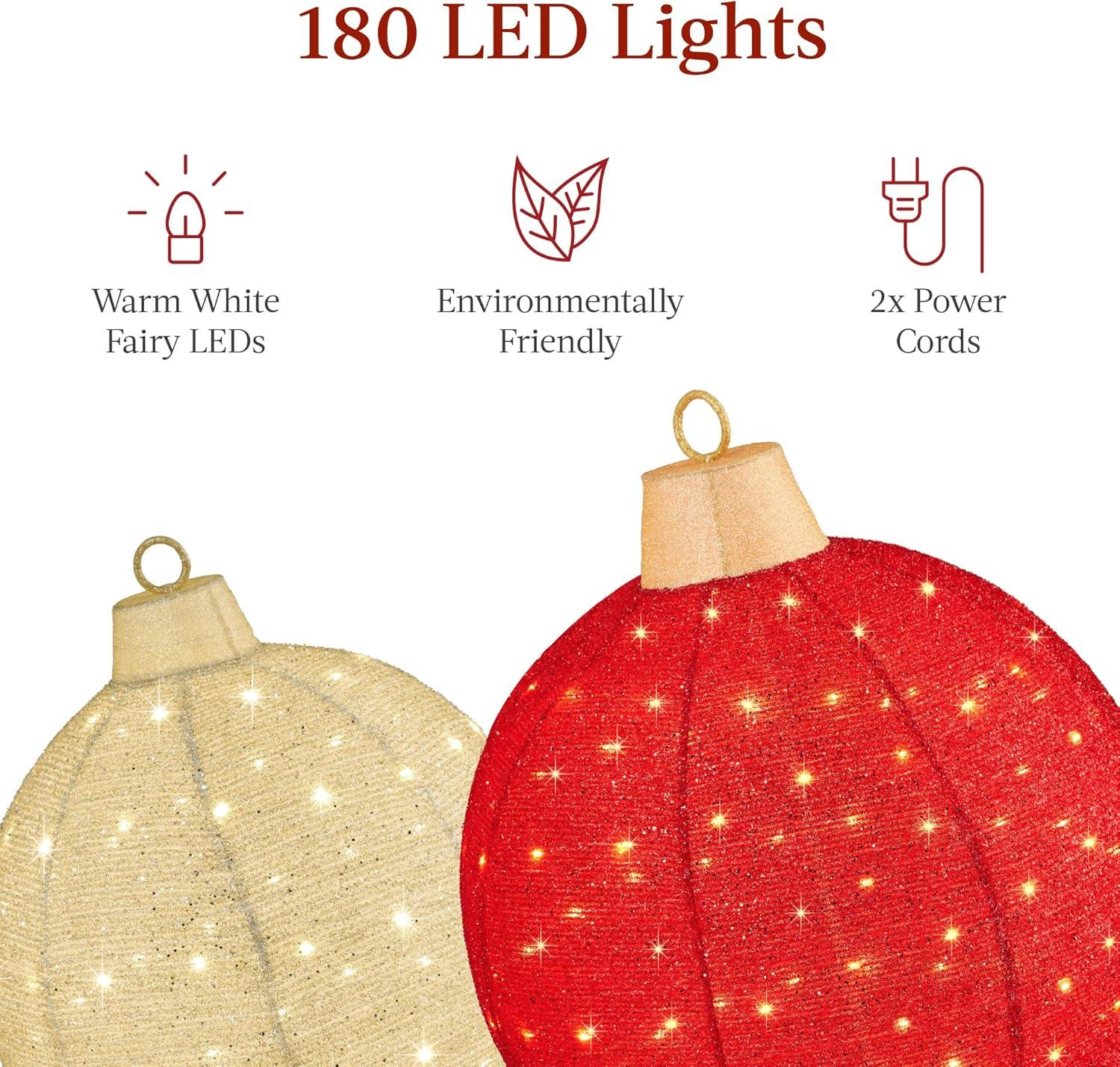 Best Choice Products 2pc Lighted Pop-Up Christmas Ornaments Outdoor Holiday Decoration w/ 180 LED Lights