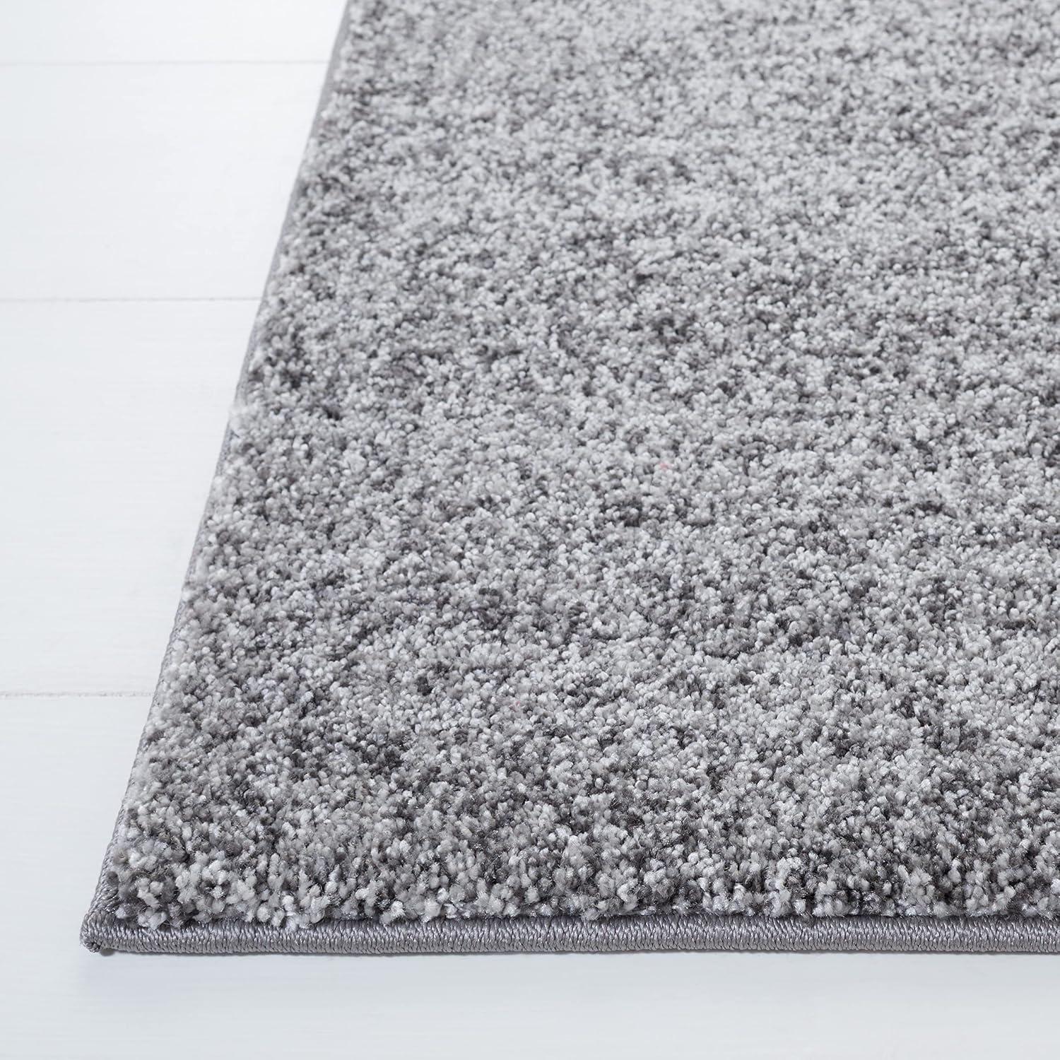 Gray Abstract Square Stain-Resistant Area Rug