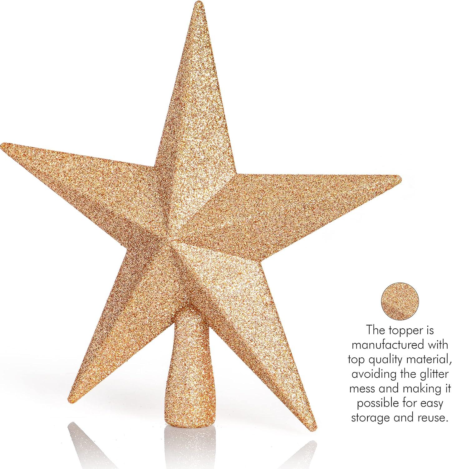 Ornativity Glitter Star Tree Topper - Champagne - 8