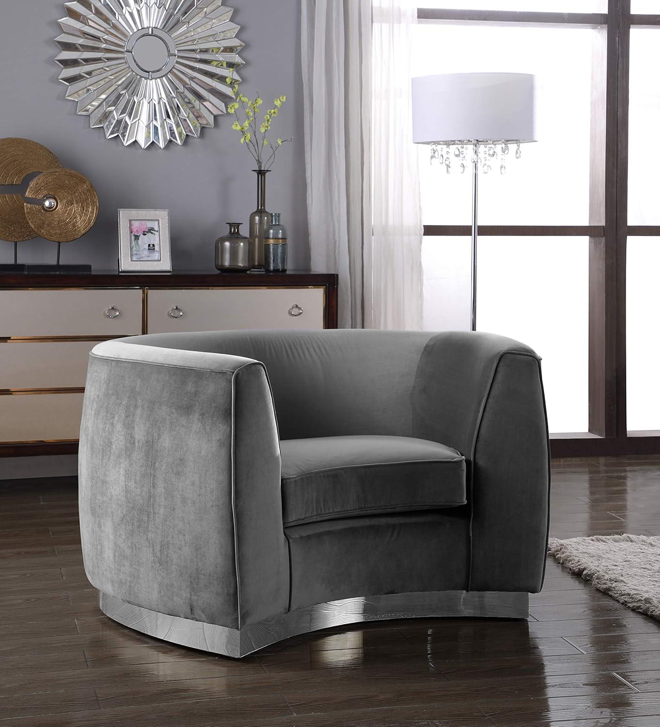 Meridian Furniture Julian Grey Velvet Chair