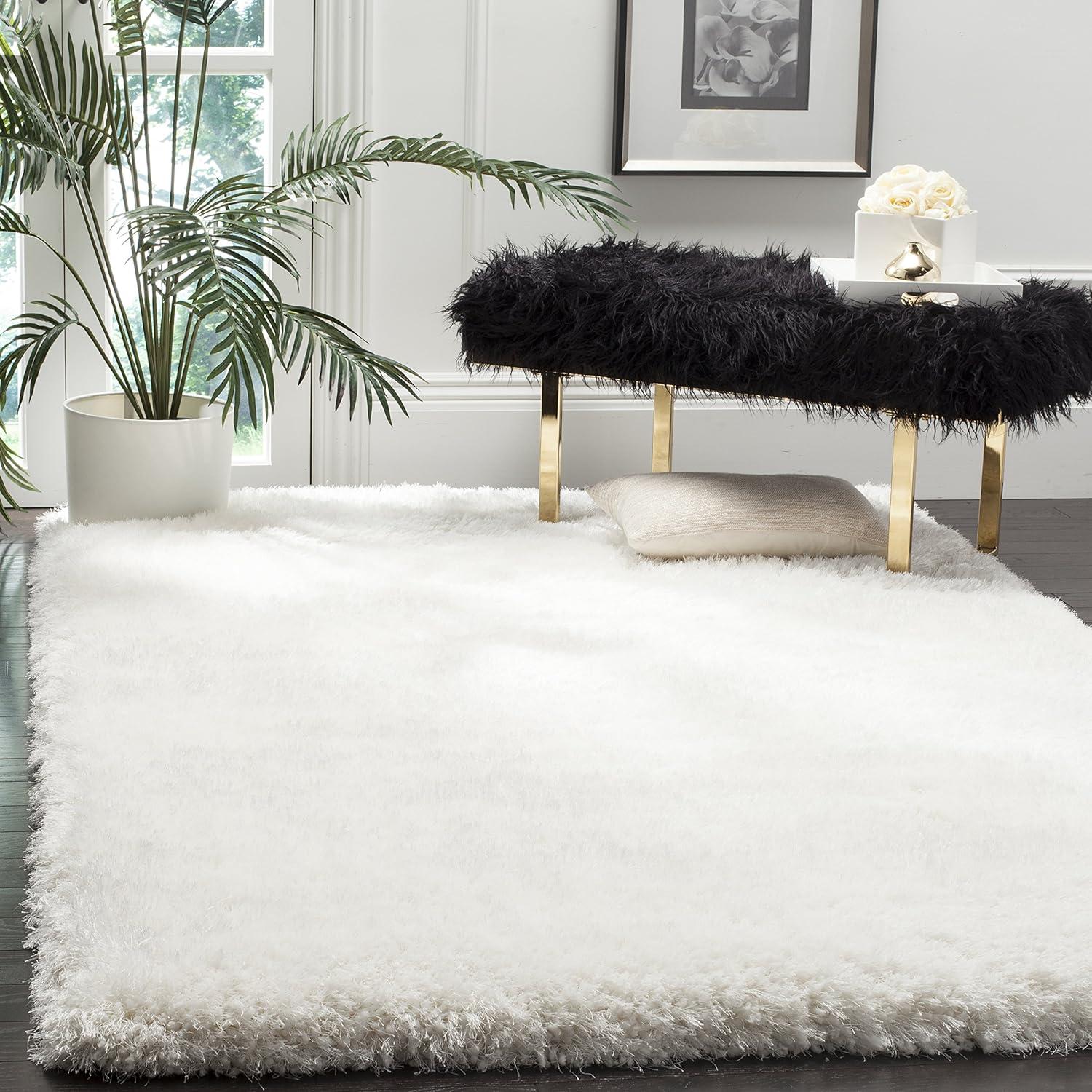 Luxe Shag SGX160 Hand Tufted Indoor Area Rug - Ivory - 5'x8' - Safavieh