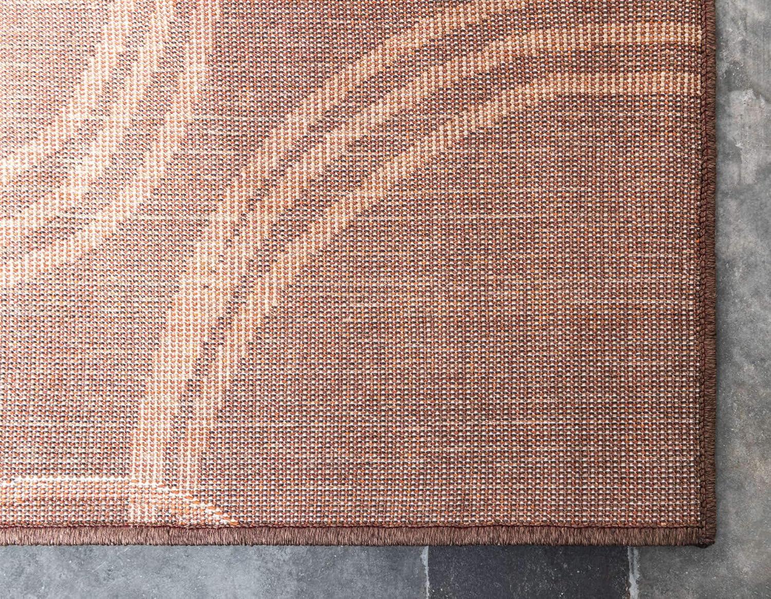 Modern Geometric 8' x 10' Easy Care Brown Area Rug