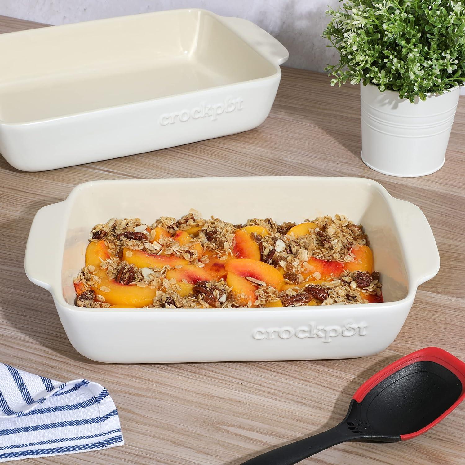 Cream Rectangular Stoneware Bake Pan Set, 2.5 and 3.5 Quart