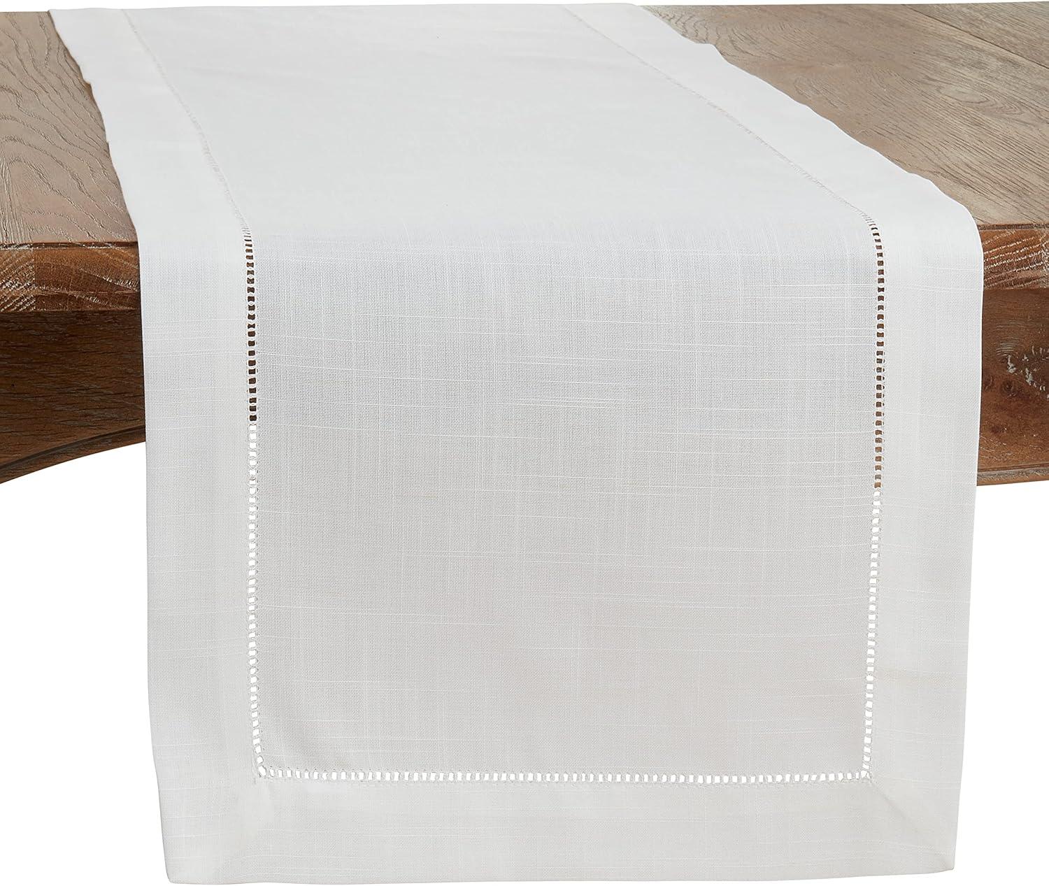 Ivory Hemstitched Border Polyester Table Runner