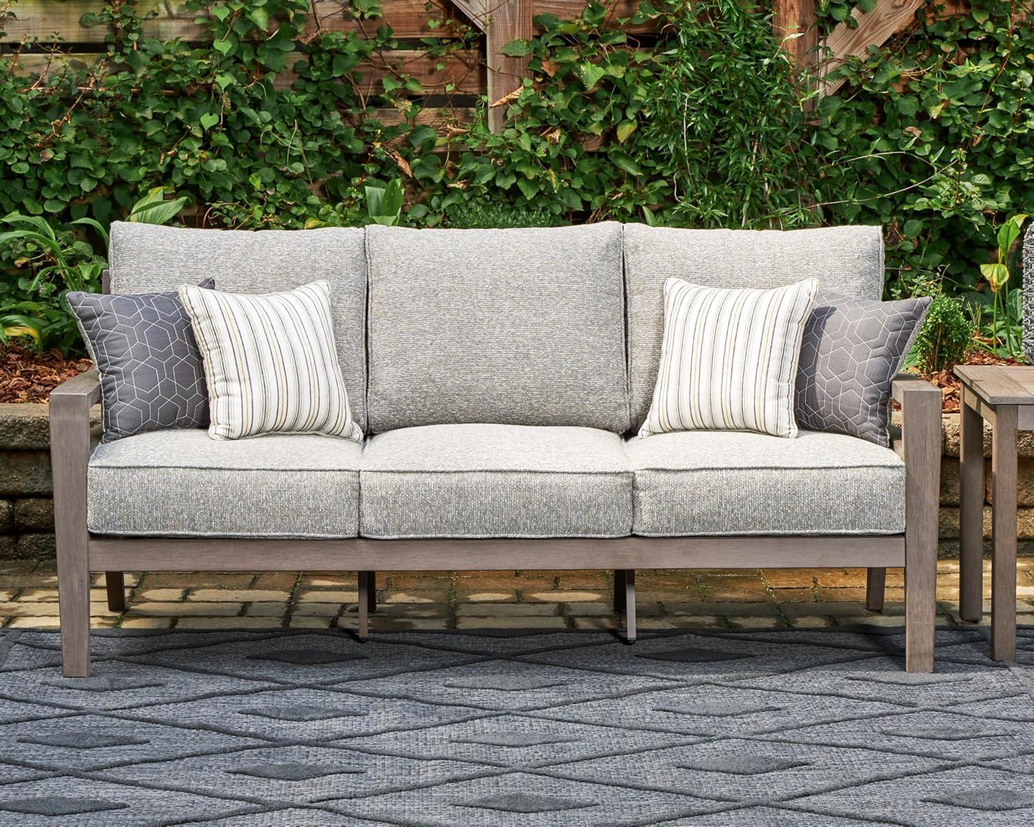 Signature Design by Ashley Hillside Barn Gray & Brown Outdoor Sofa with Cushion