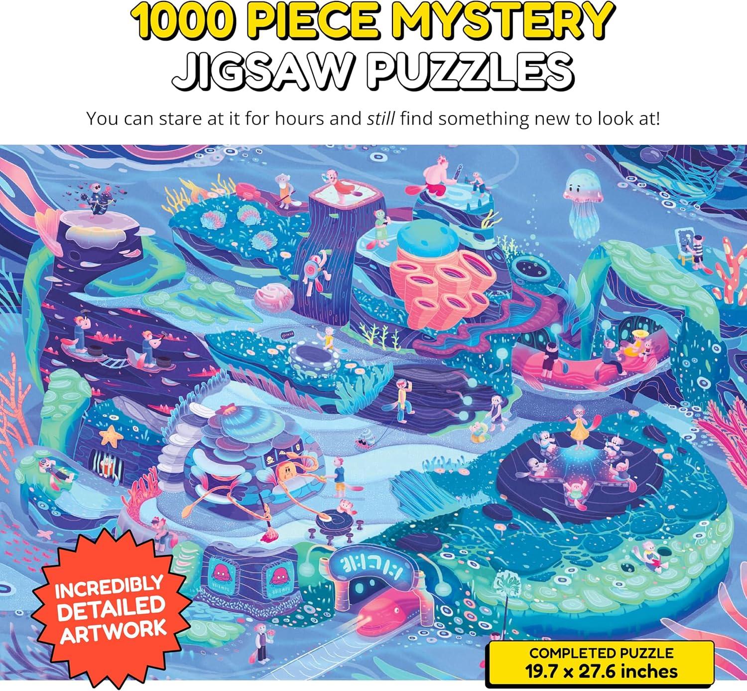 Mystery Jigsaw Puzzle-1,000 Pcs Mystery Puzzle with Storytelling Comics, Secret Ending-1000 Piece Puzzle for Adults & Kids –19.7'' x 27.6'' Frameable Magic Art (Beyond The Kelp)