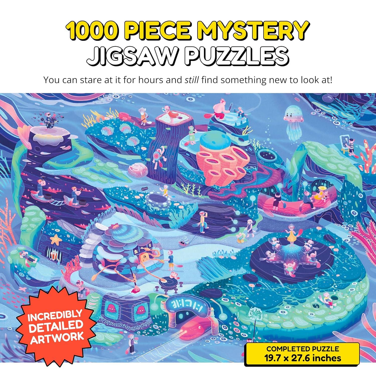 Mystery Jigsaw Puzzle-1,000 Pcs Mystery Puzzle with Storytelling Comics, Secret Ending-1000 Piece Puzzle for Adults & Kids –19.7'' x 27.6'' Frameable Magic Art (Beyond The Kelp)