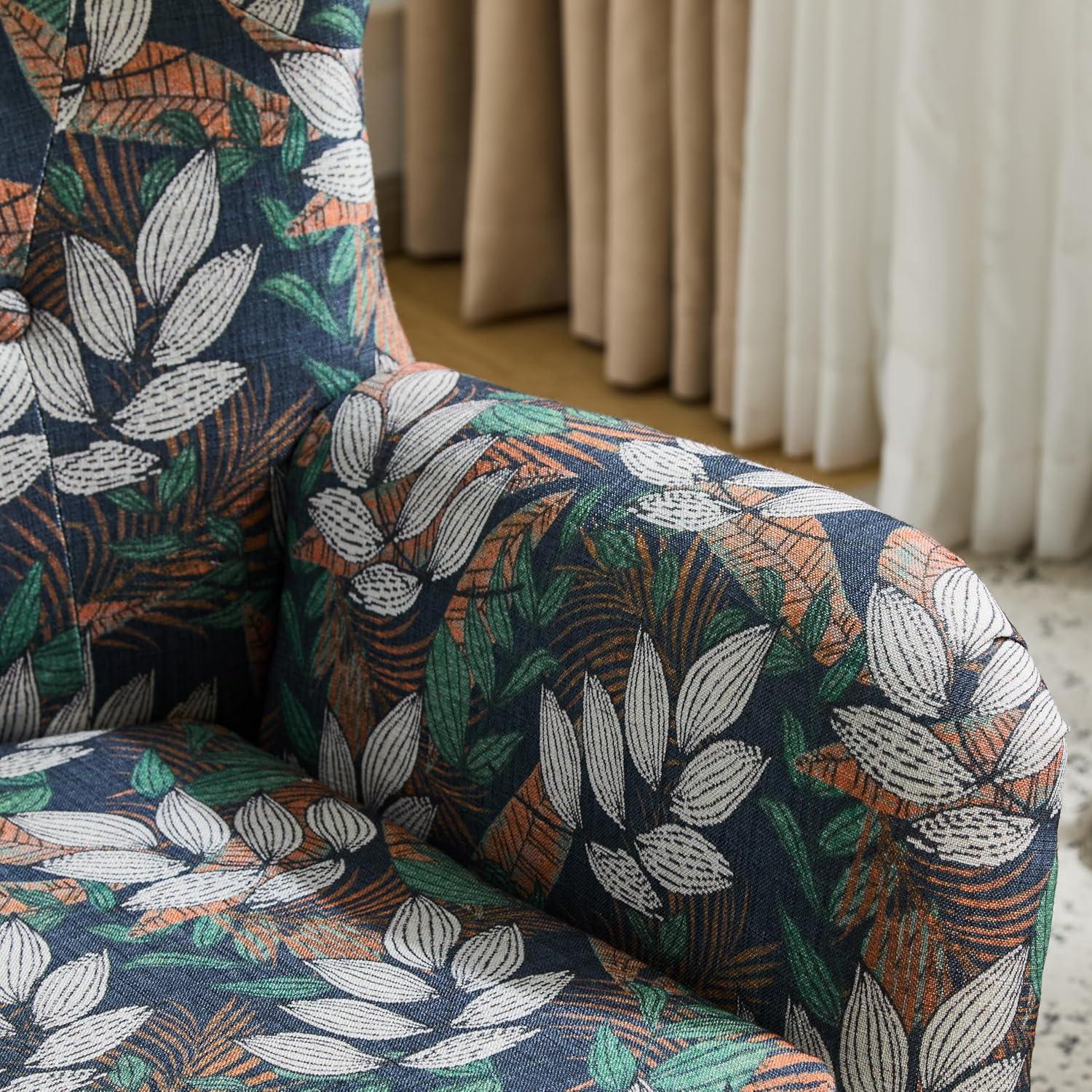 Christopher Knight Home Faschia Mid Century Modern Accent Chair, Fabric Living Room Lounge Chair, Home Office Upholstered Single Sofa, Comfy Reading Chair for Bed Room, Multicolor Floral Print