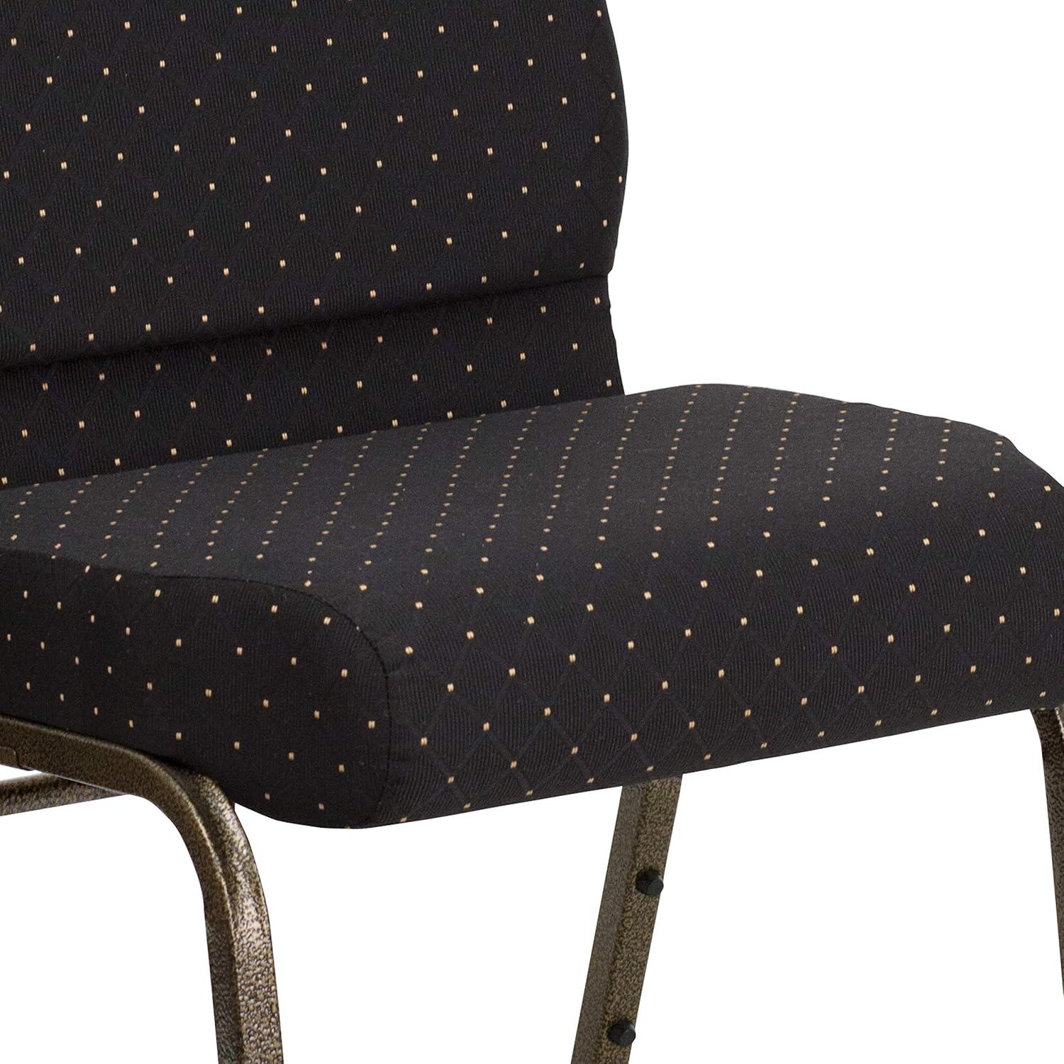Flash Furniture HERCULES Series Fabric Church Stacking Chair Black Dot Patterned/Gold Vein Frame 4