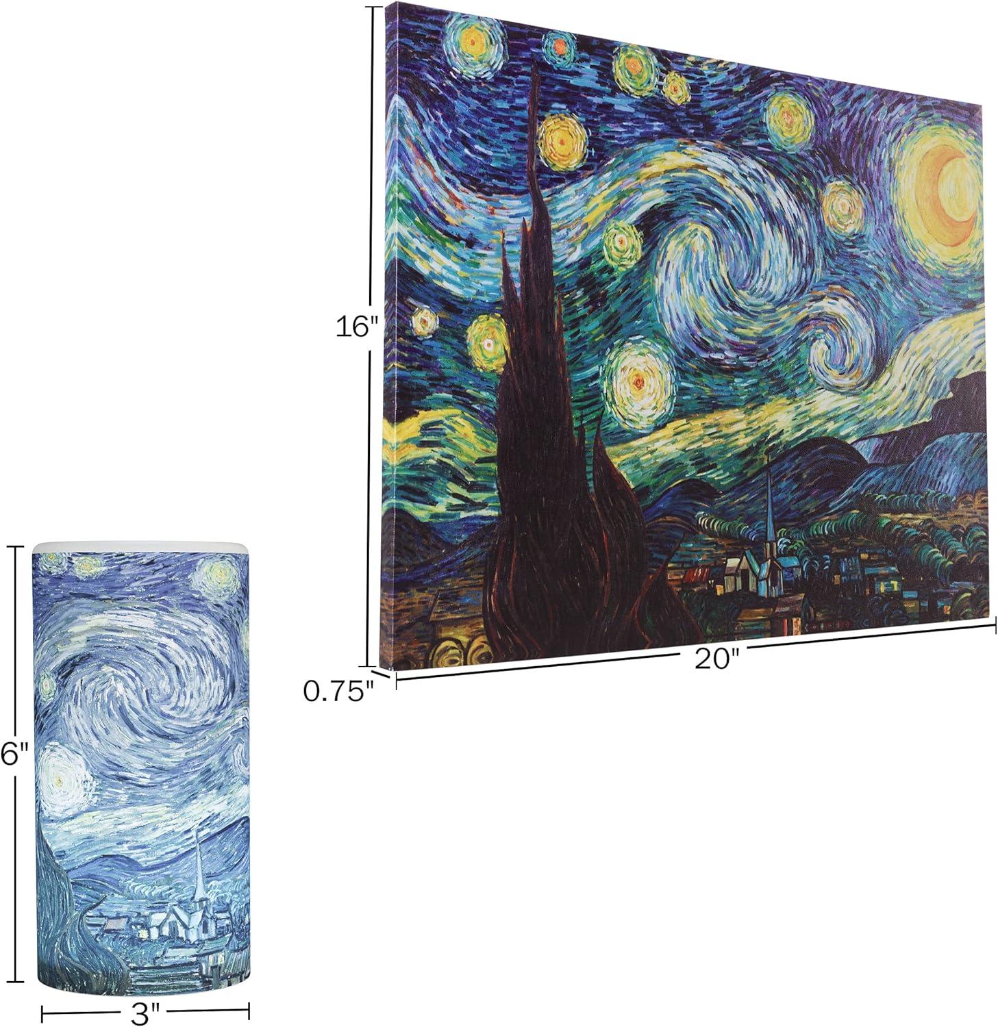 Lavish Home Van Gogh Art Décor Set – 16x20 Canvas Print and LED Candle