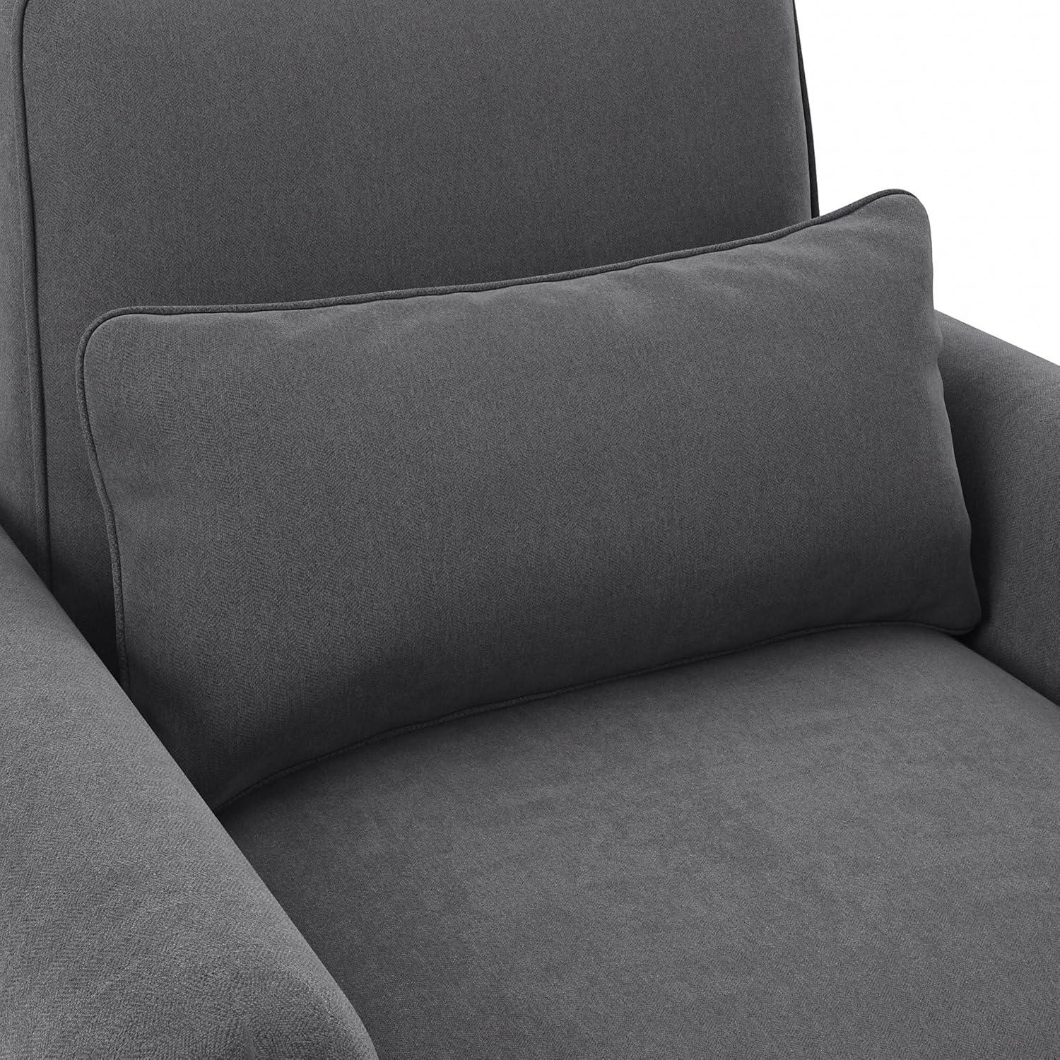 Coventry Accent Chair with Arms in Charcoal Gray Herringbone Fabric