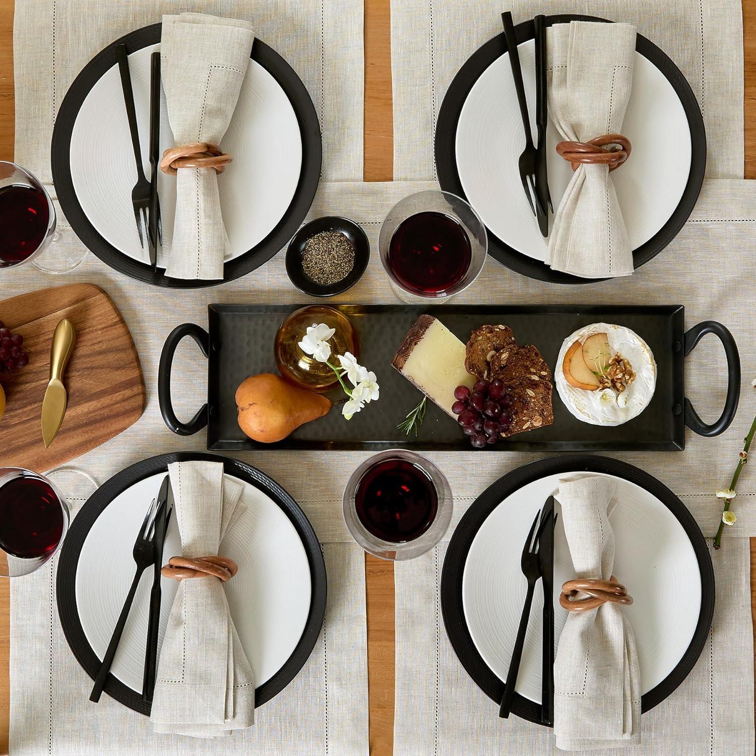 Solino Home 100% Pure Linen Hemstitch Placemats - Classic Hemstitch (Set of 4)