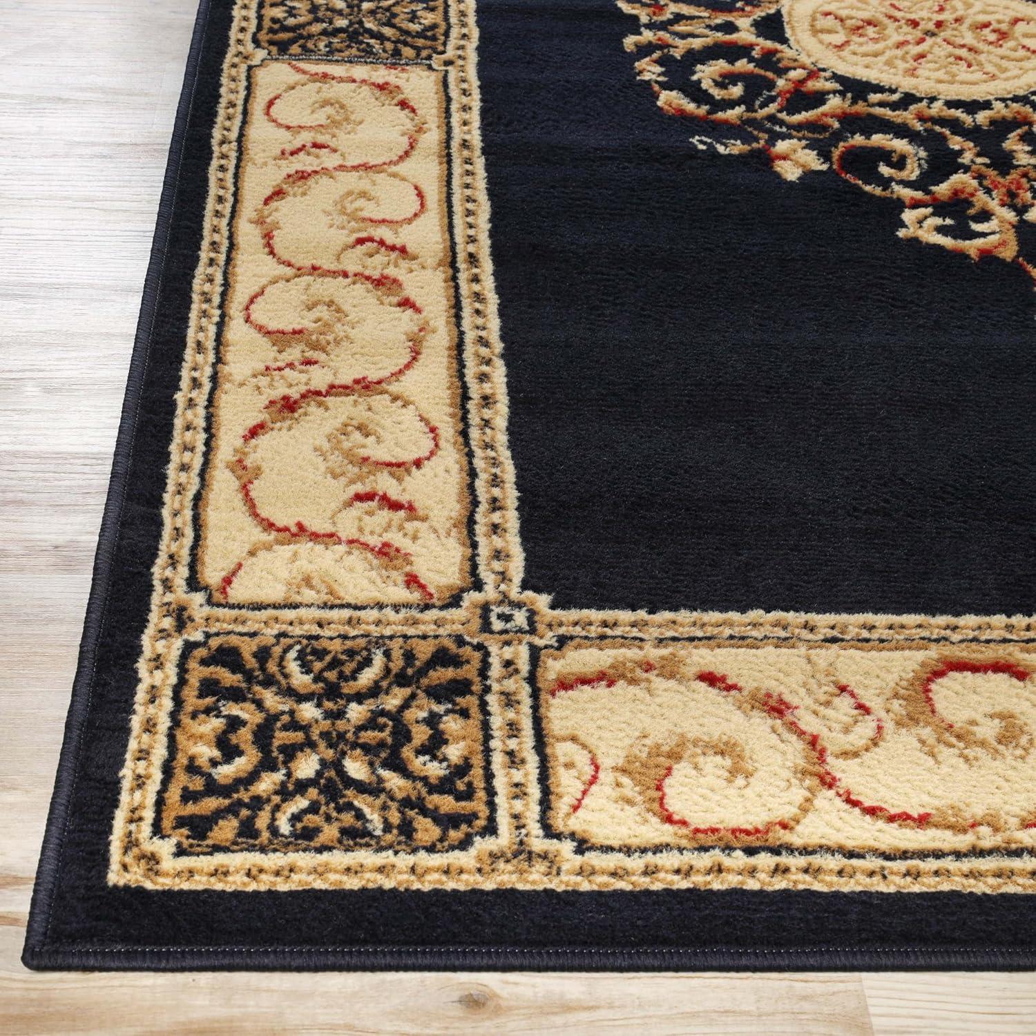 Superior Classic Elegant Floral Medallion Power-Loomed Indoor Area Rug, Midnight Blue, 4' x 6'