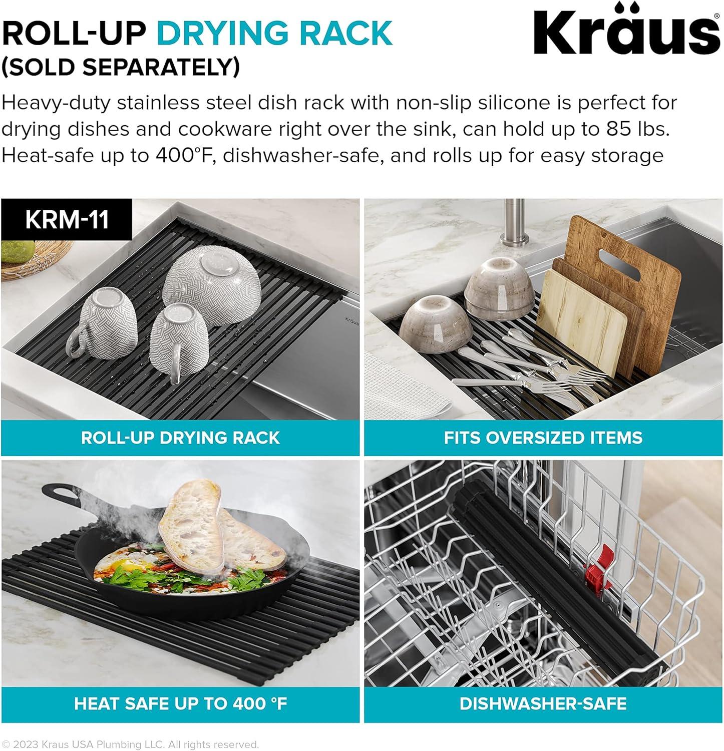 KRAUS Bellucci Granite Composite Workstation Drop-In Top Mount Single Bowl Kitchen Sink with Accessories