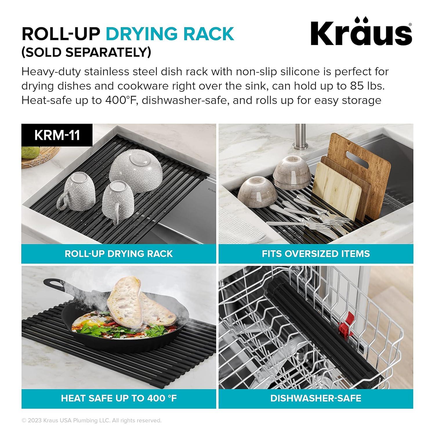 KRAUS Bellucci Granite Composite Workstation Drop-In Top Mount Single Bowl Kitchen Sink with Accessories