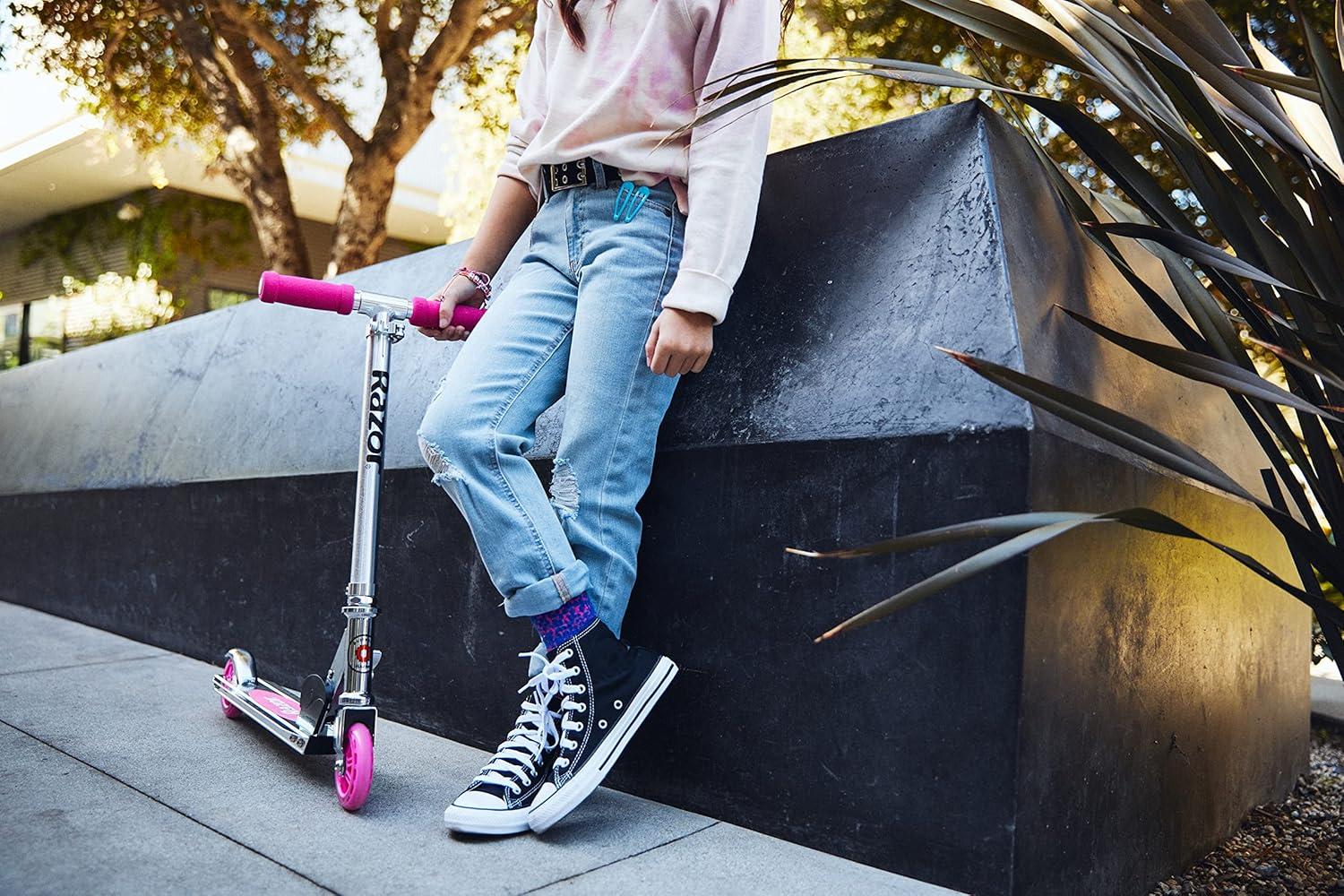 Razor A Kick Scooter for Kids - Pink, Lightweight, Foldable, Aluminum Frame, for Child Ages 5+