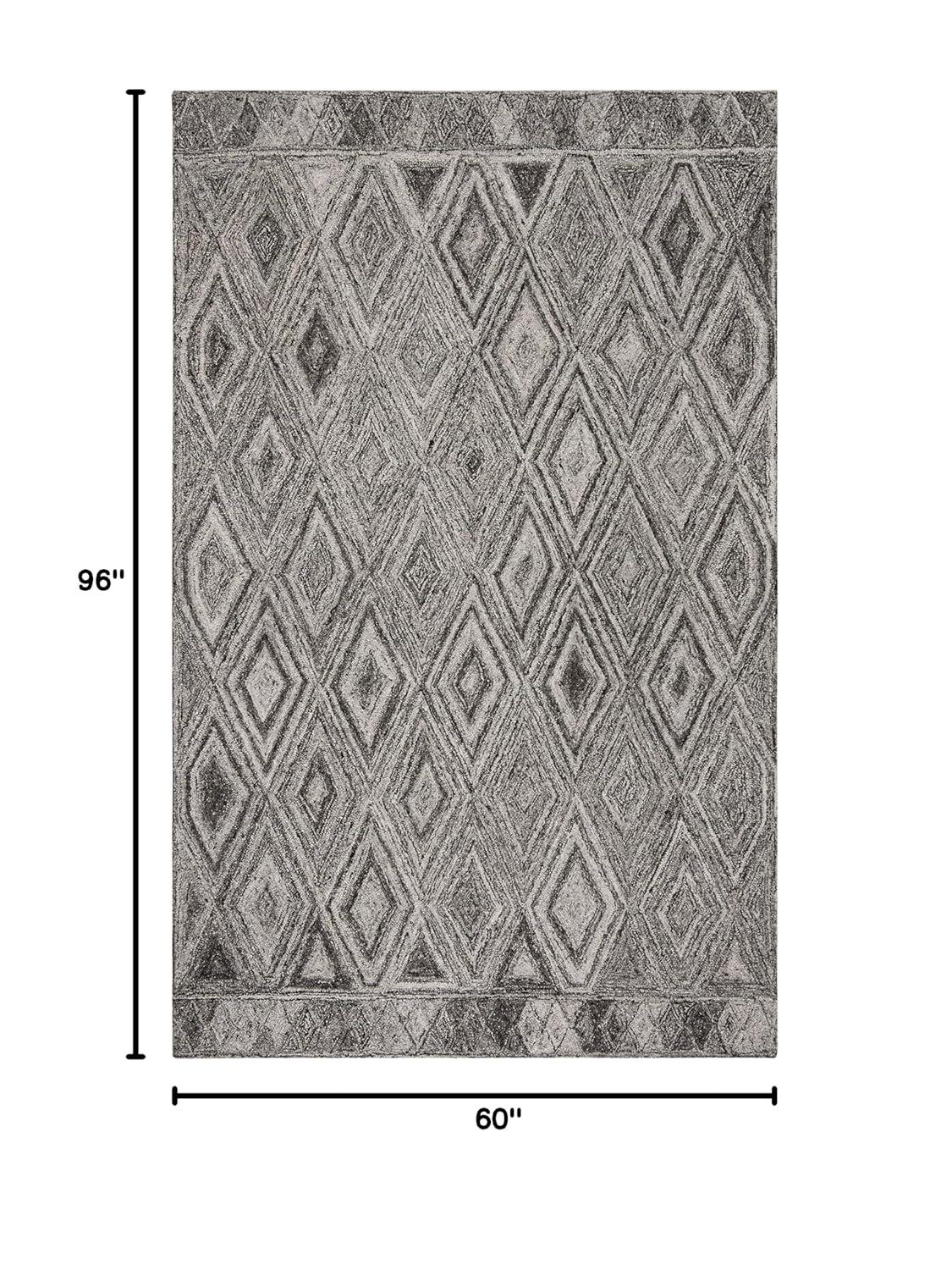 Abstract ABT618 Handmade Indoor Area Rug - Grey/Black - 5'x8' - Safavieh