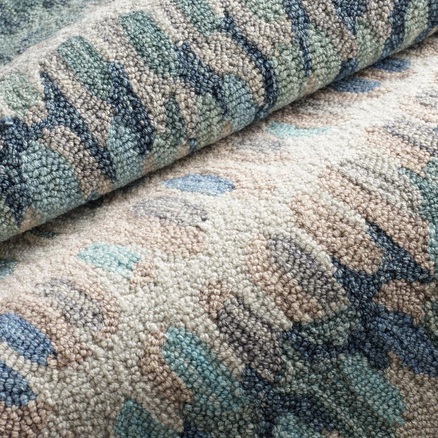 Paint Chip Abstract Hand Wool Indigo/Denim/Beige Area Rug