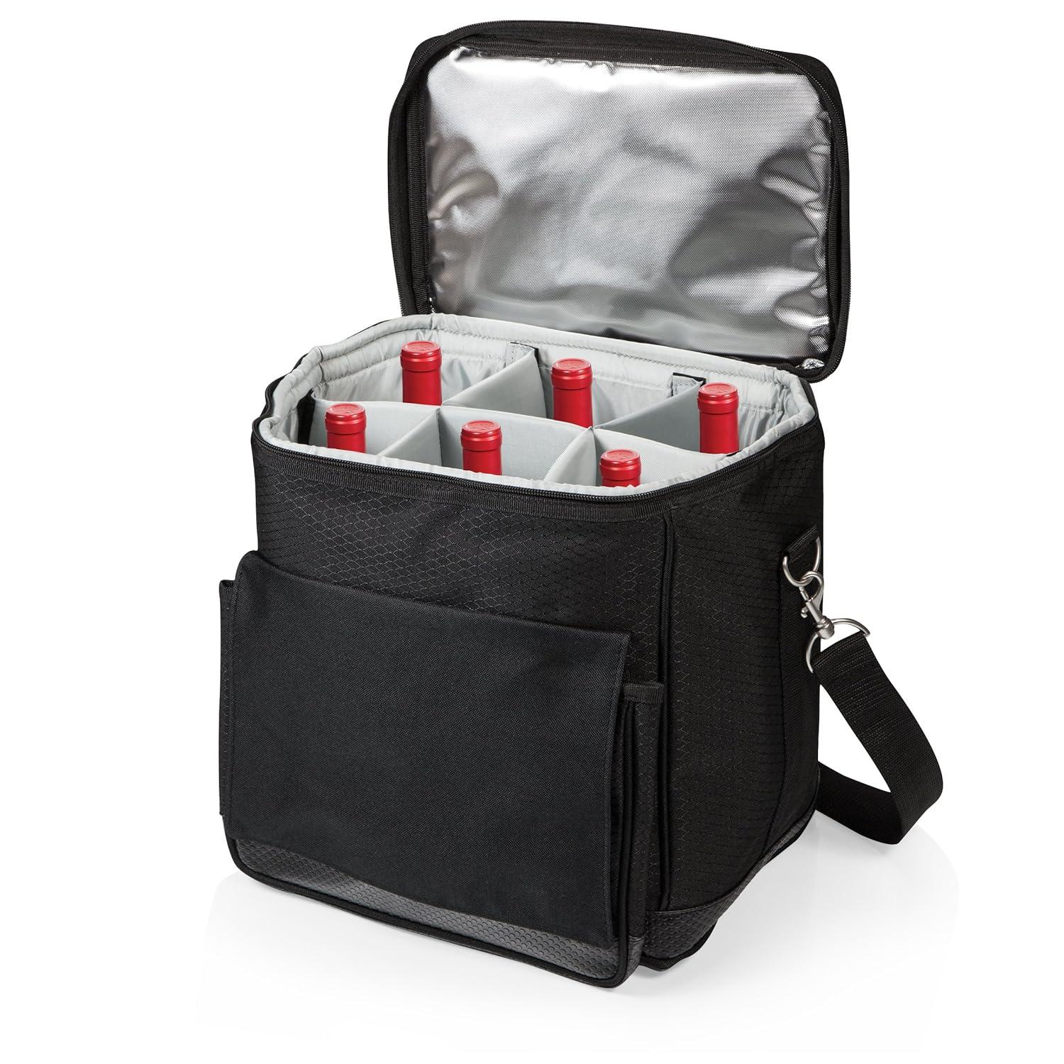 Arlmont & Co. Cellar 6-Bottle Wine Carrier & Cooler Tote with Trolley - Insulated Traveling Portable Wine Bag