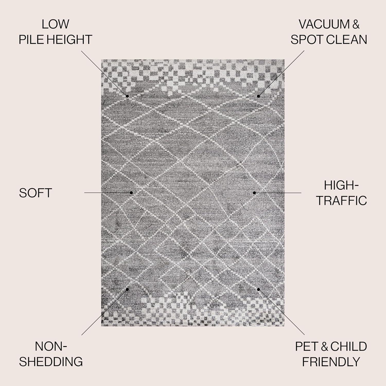4'x6' Asilah Moroccan Modern Diamond Area Rug, Gray - JONATHAN Y
