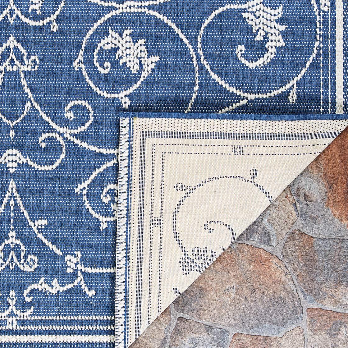 Couristan Recife Veranda Indoor / Outdoor Area Rug, Ivory- Indigo Blue, 3'9" x 5'5"