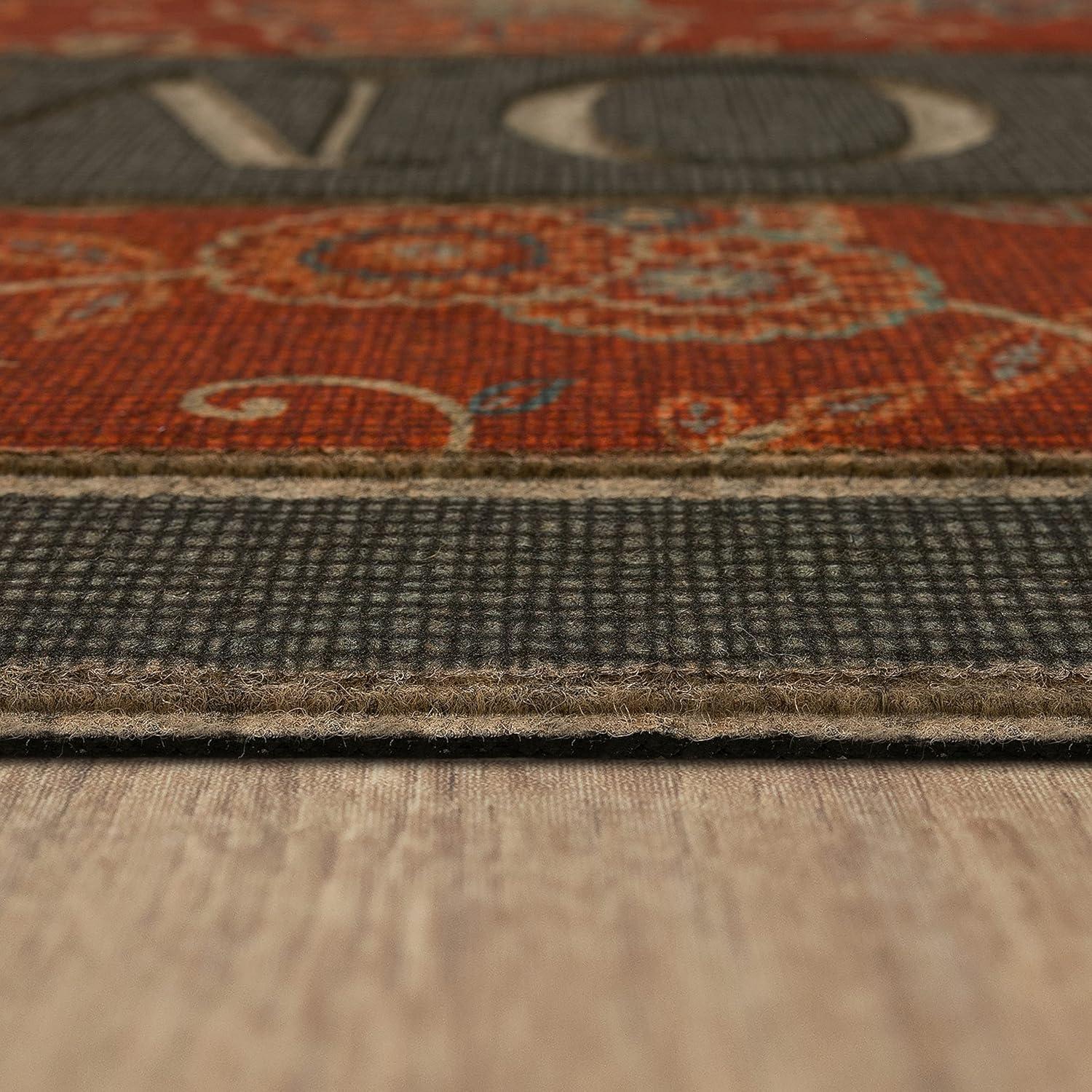 Mohawk 2'x3' 'Home' Ornamental Entry Mat Cozy Jacobean Red/Gray: Indoor Traditional Floral Door Mat, Recycled Rubber
